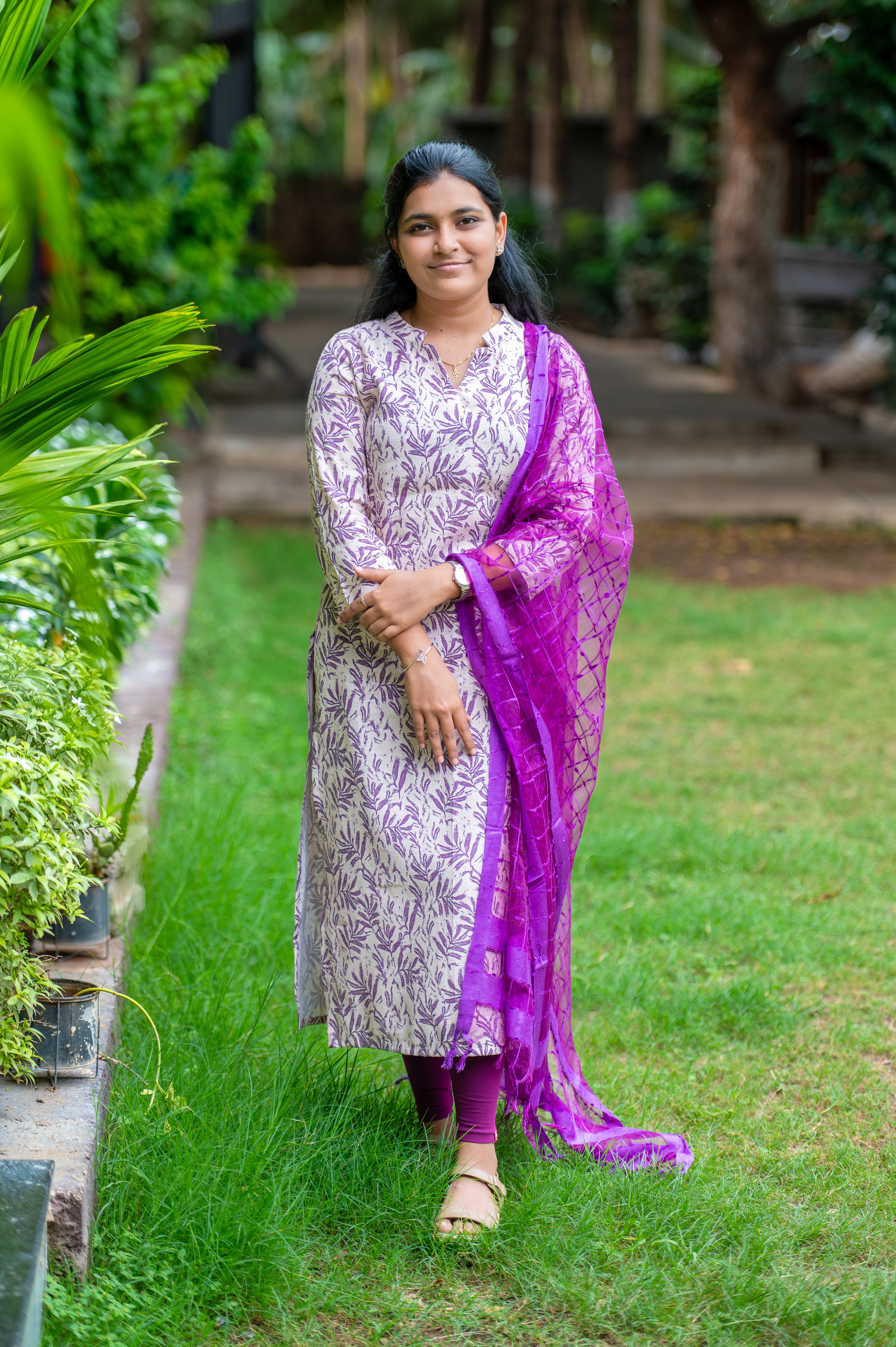 🌸🍃Lilac Leaf Block Print Kurti