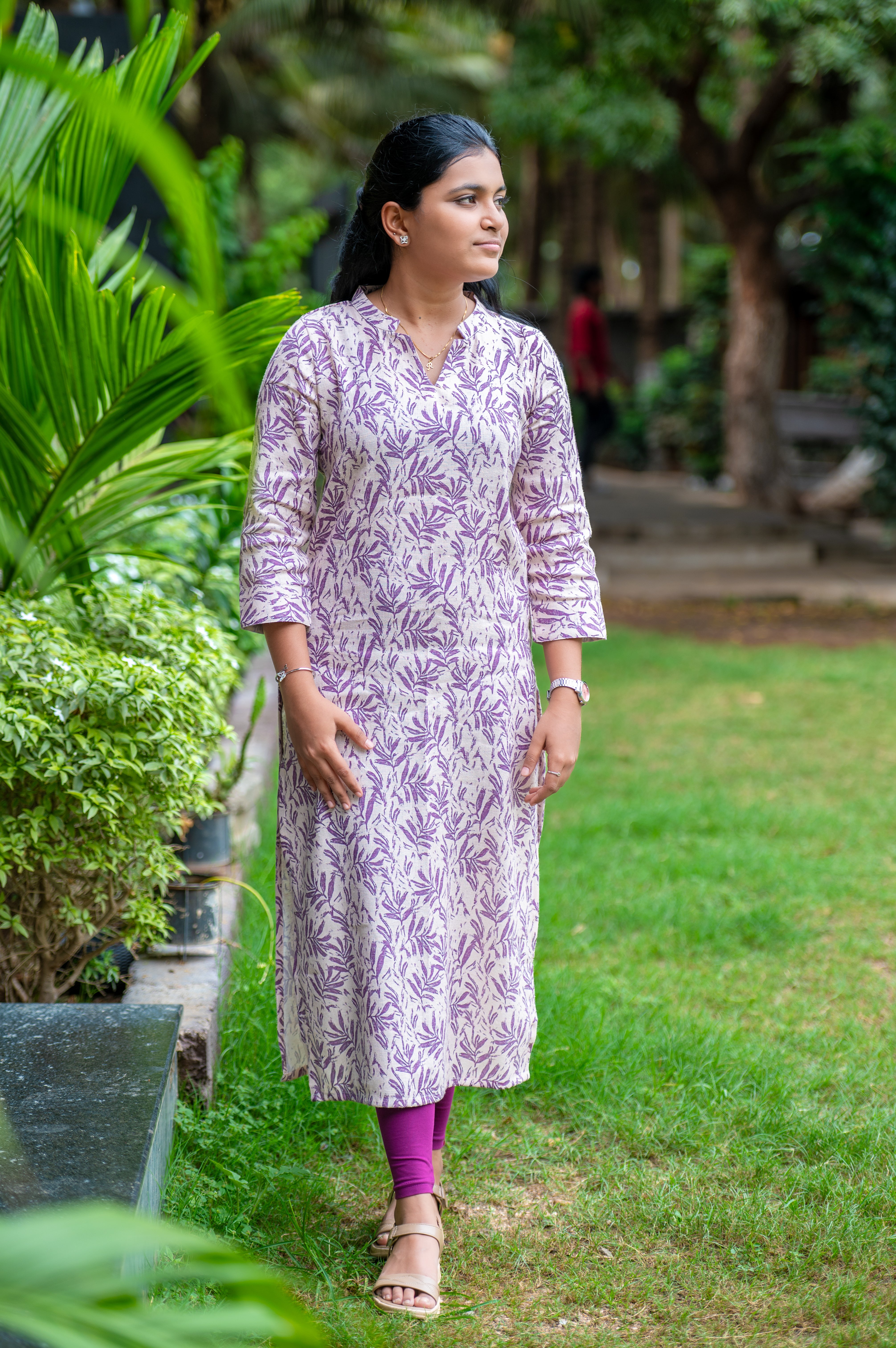 🌸🍃Lilac Leaf Block Print Kurti