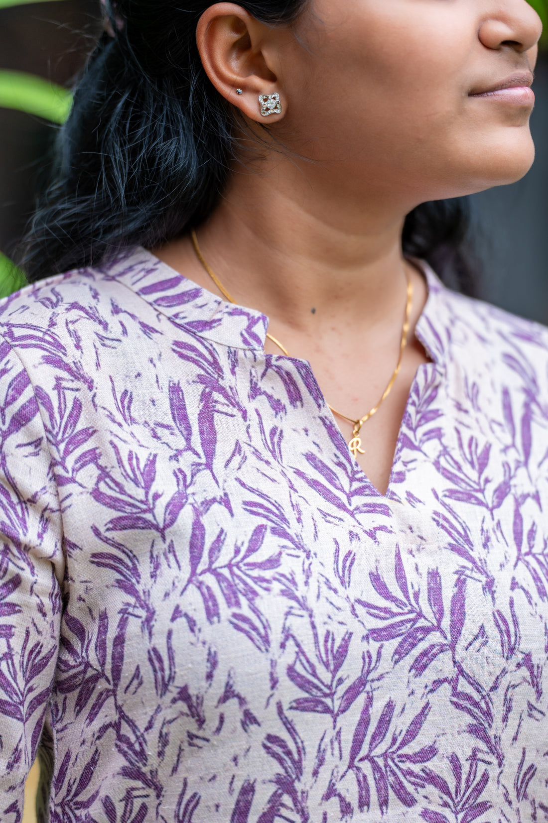🌸🍃Lilac Leaf Block Print Kurti
