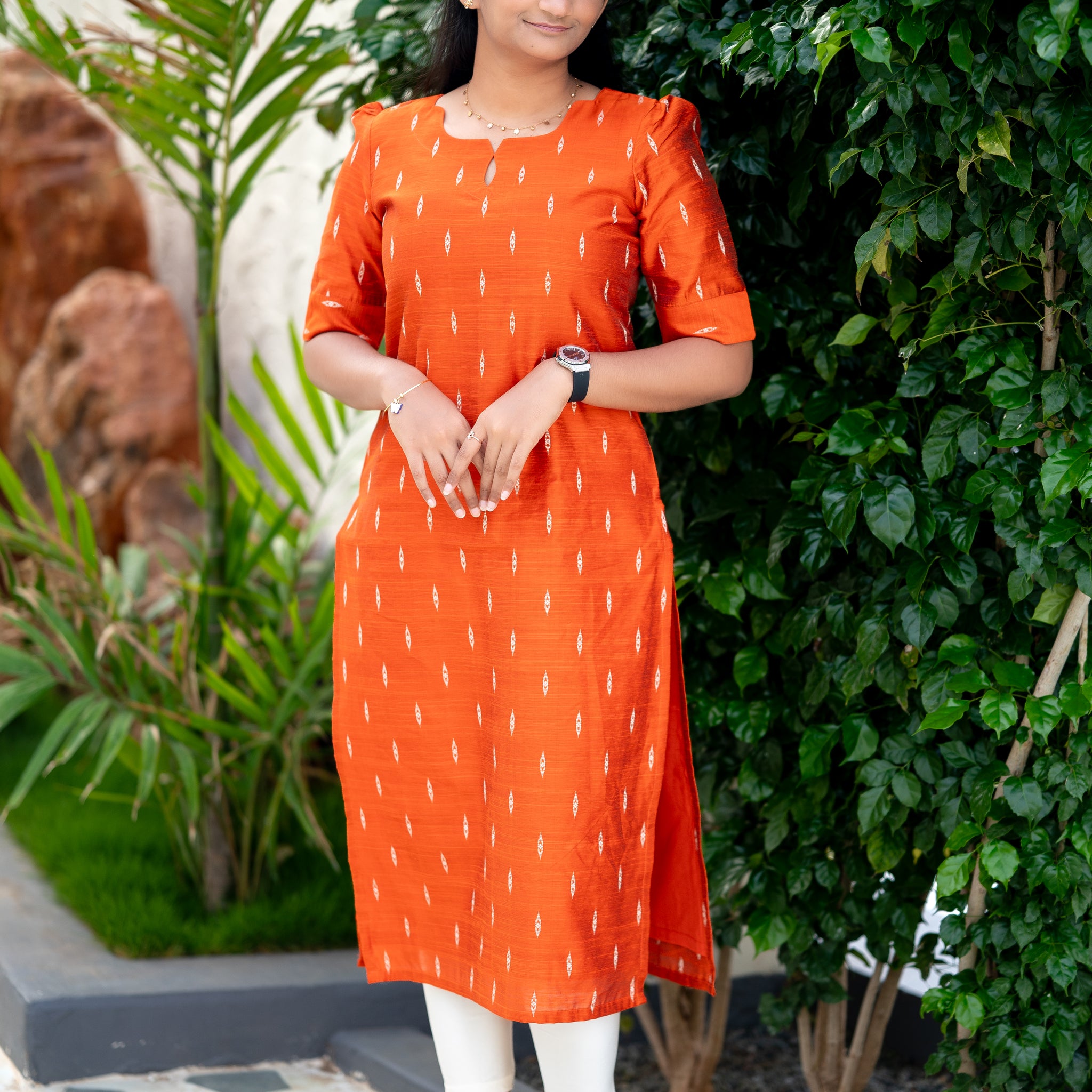 🍊Miranda Orange Charm Ikat Kurti