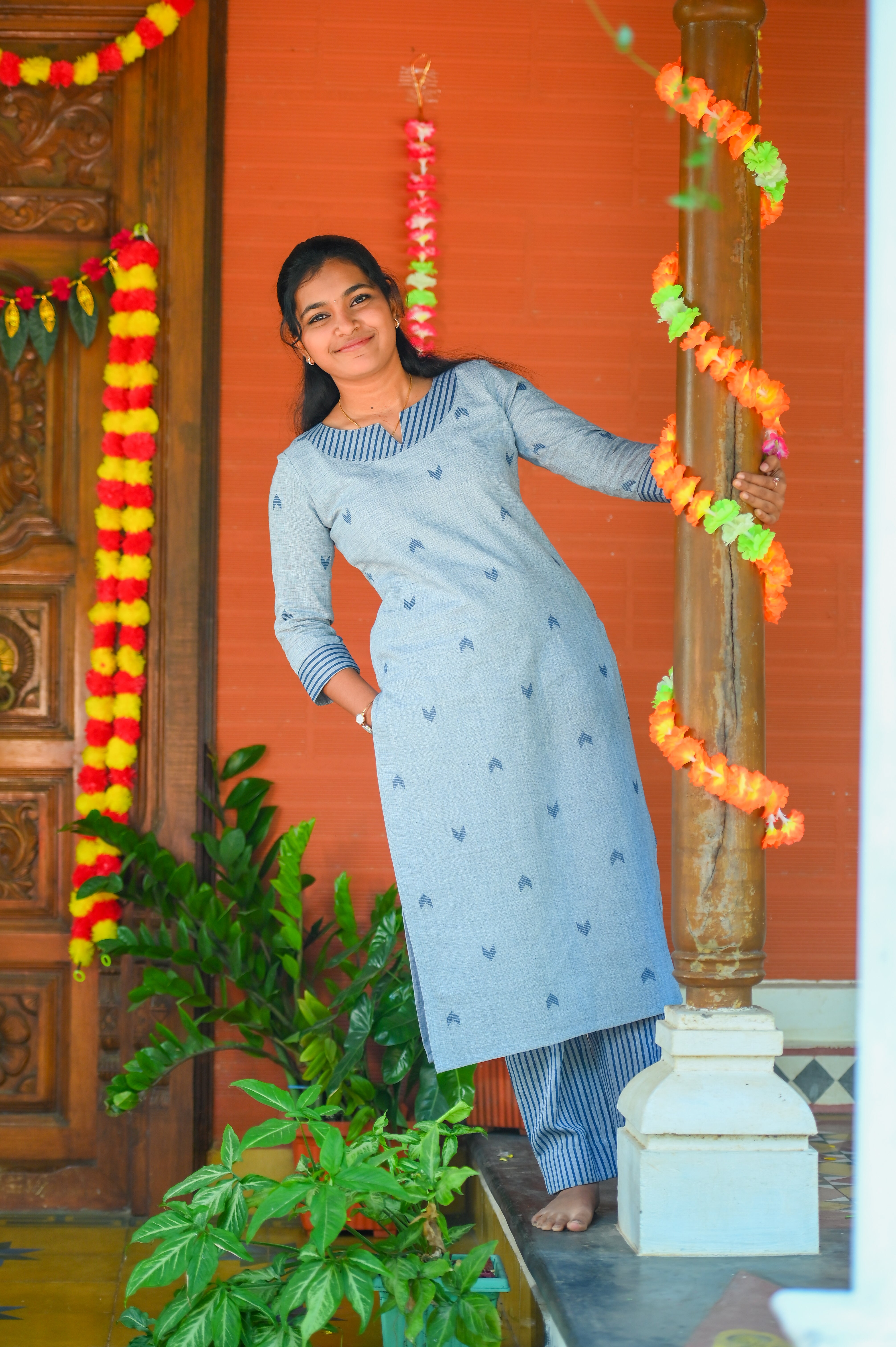 💙Serene Indigo Motif Kurti Set