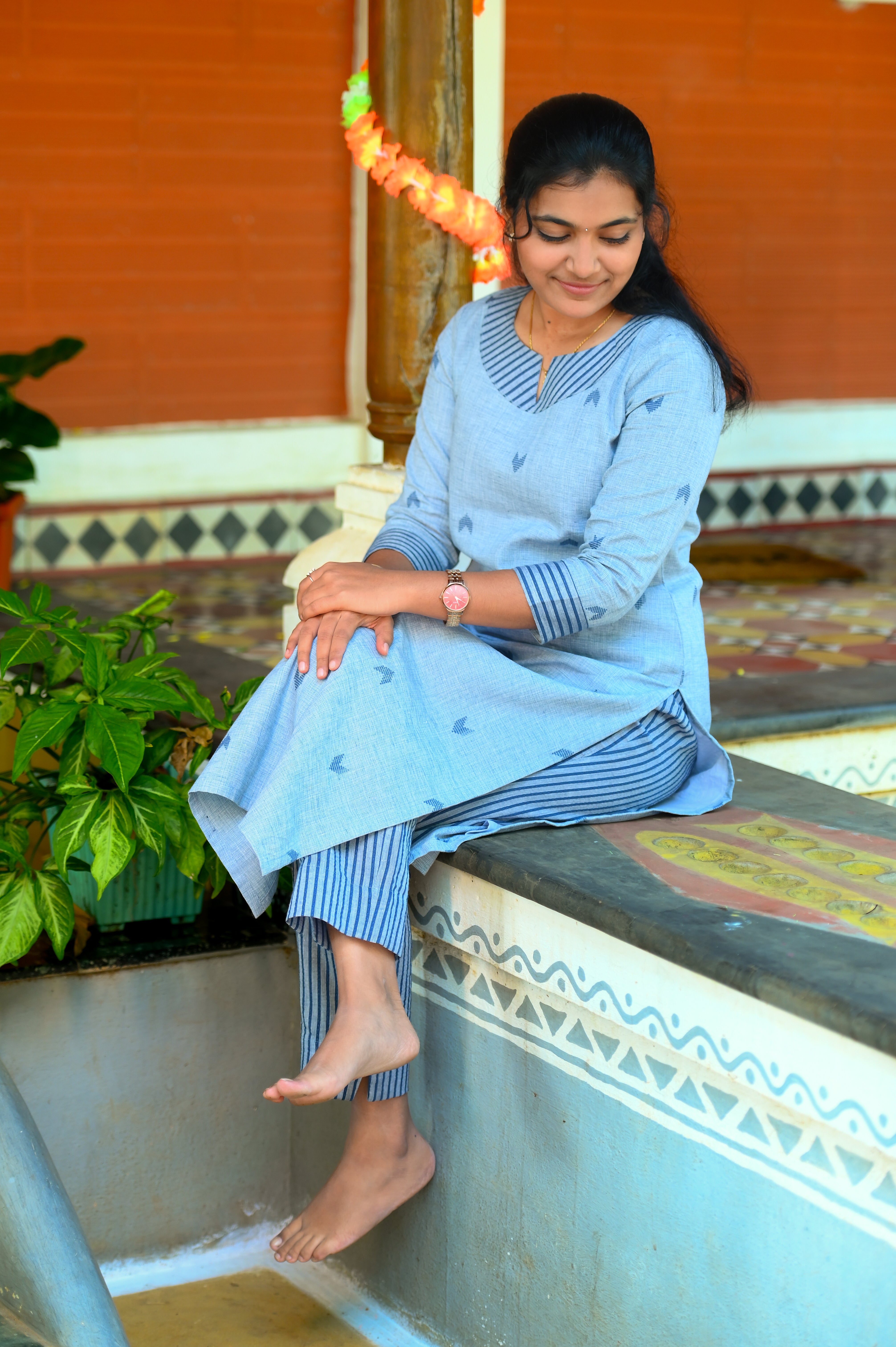 💙Serene Indigo Motif Kurti Set