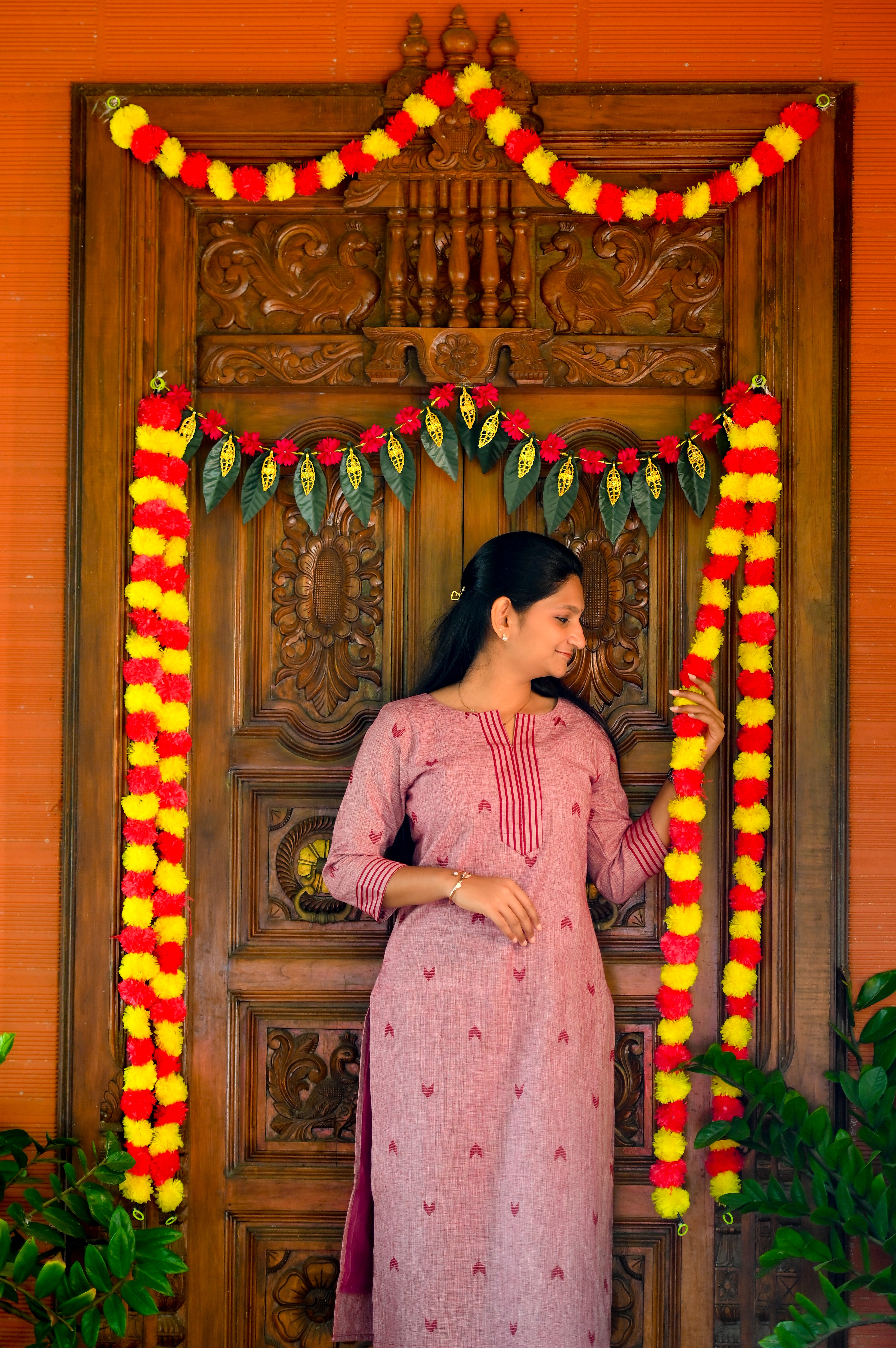 ♥️Blush Stripes Motif Kurti Set