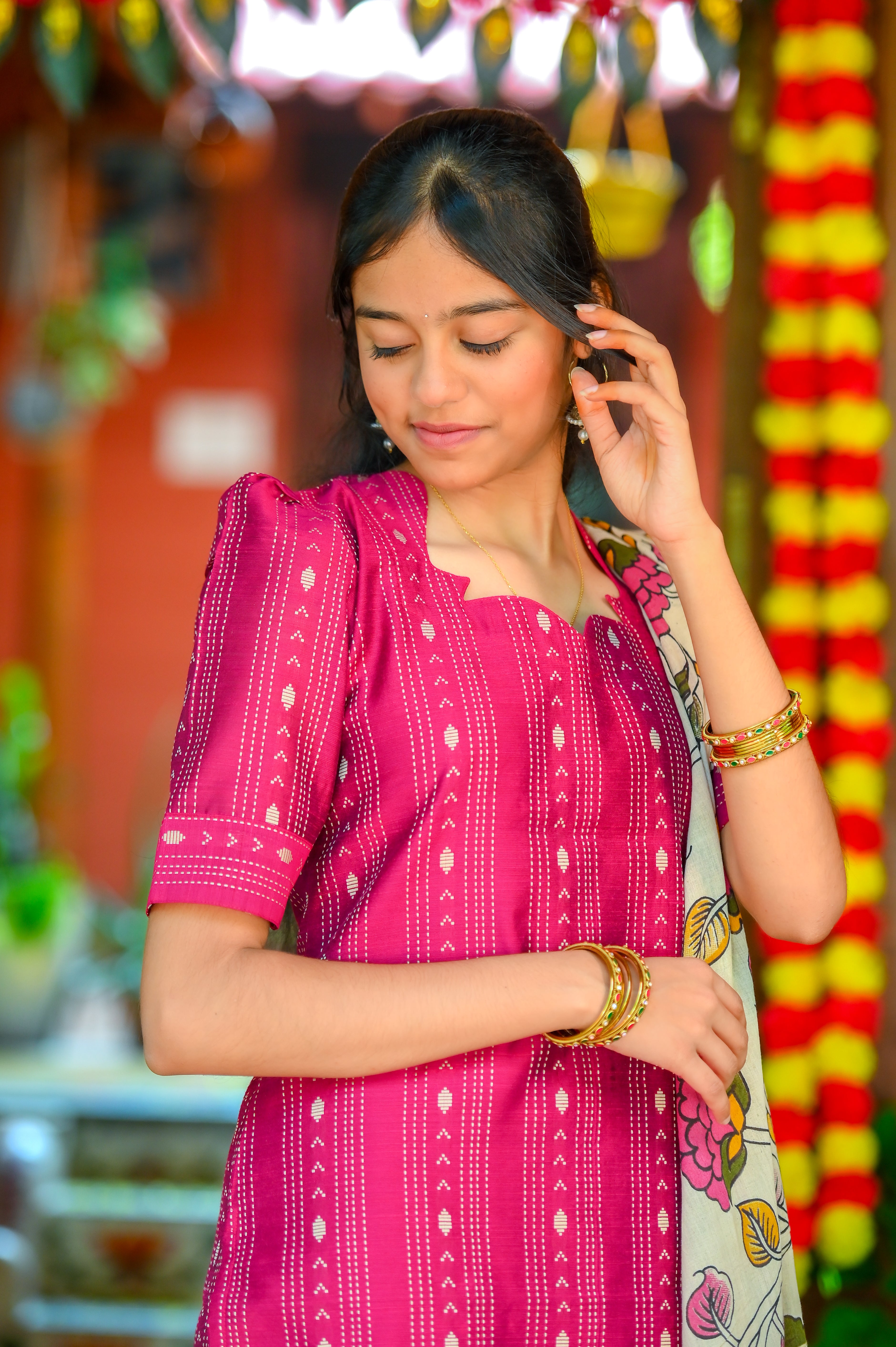 🌺Ananya Heritage Raw Silk Kurti Top