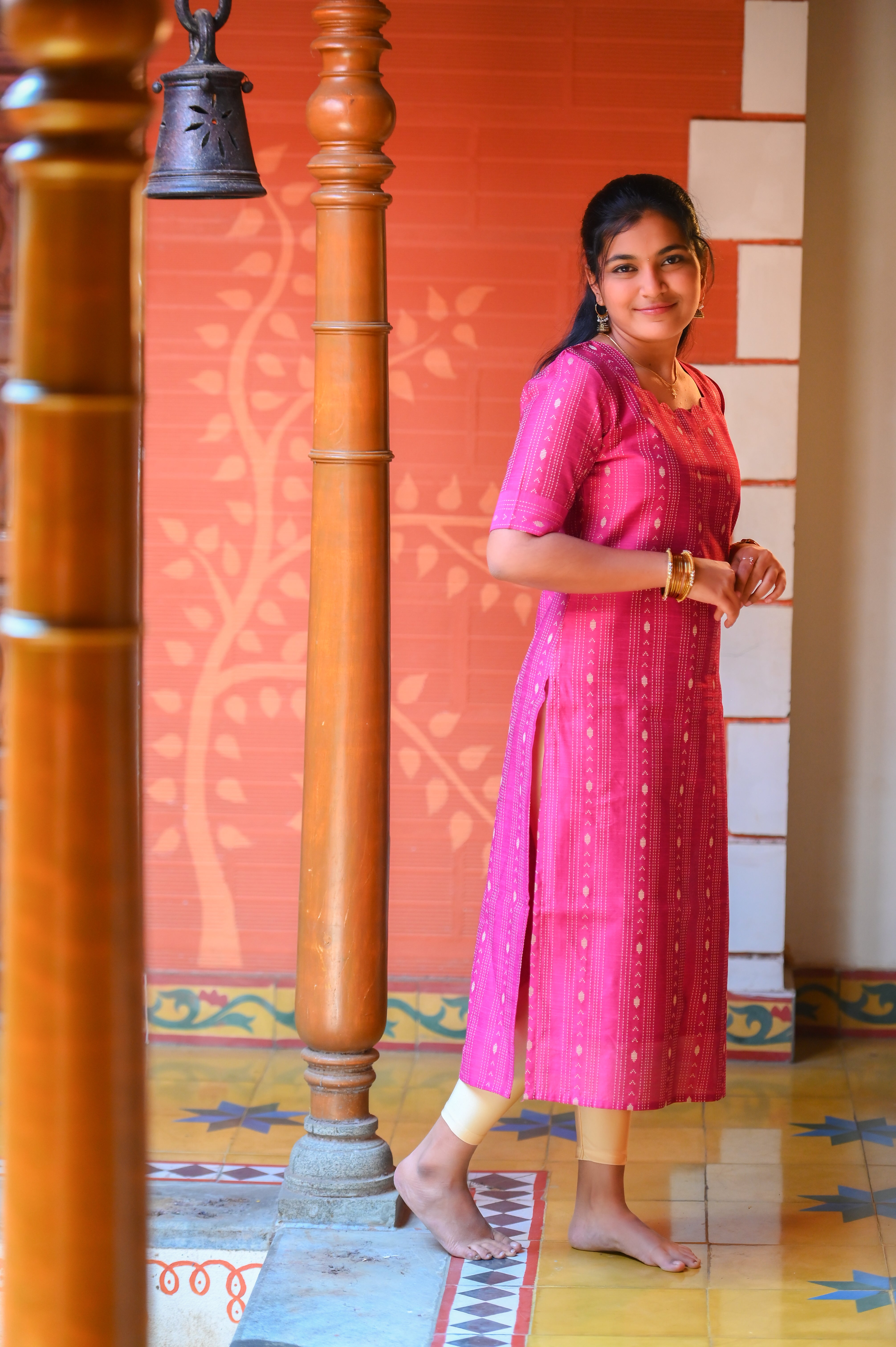 🌺 Ruhani Pink Raw Silk Kurti