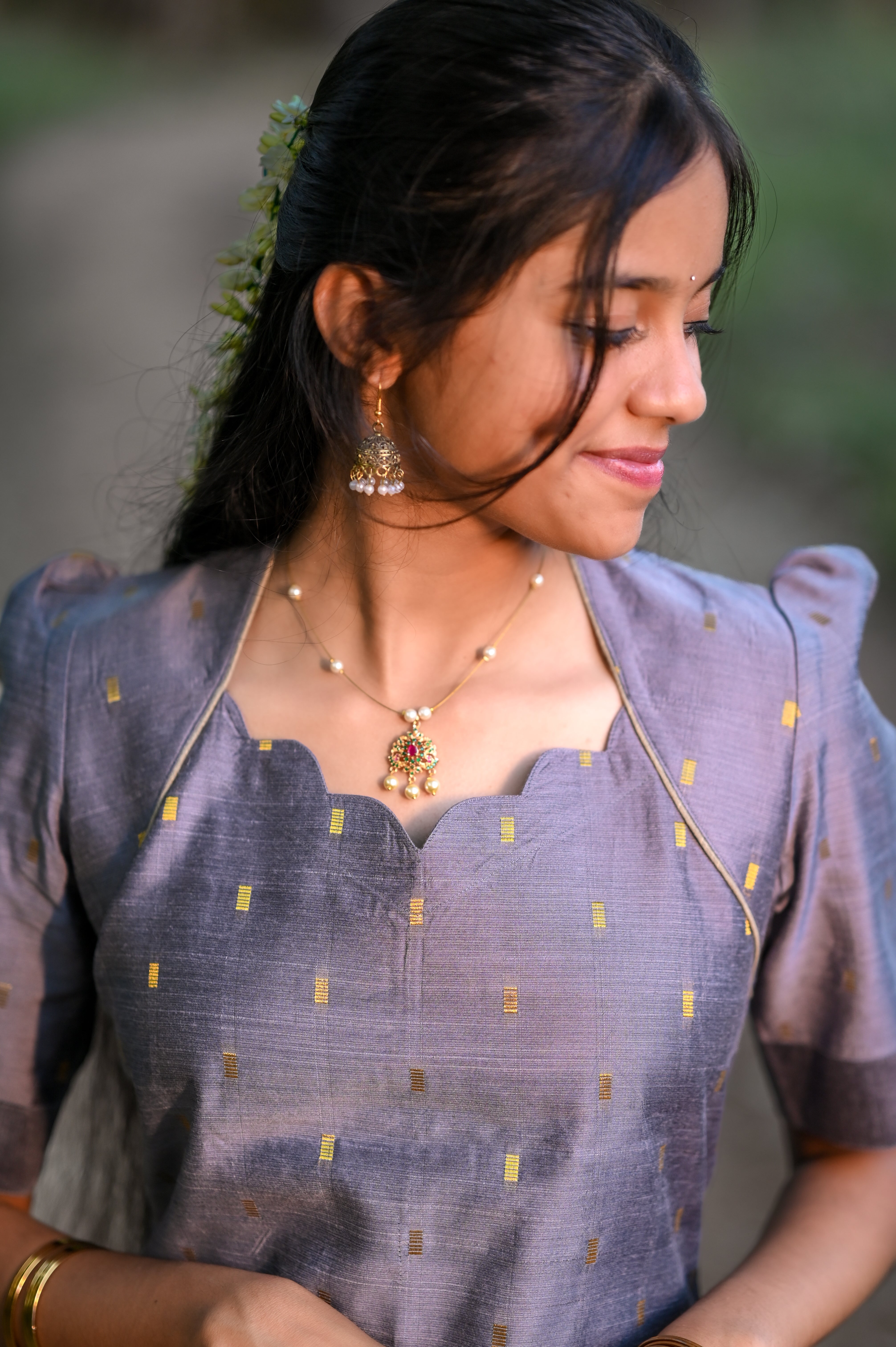 🤍✨Silver Mist Raw Silk Kurti