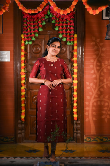 ❤️✨Maroon Anaya Raw Silk Kurti