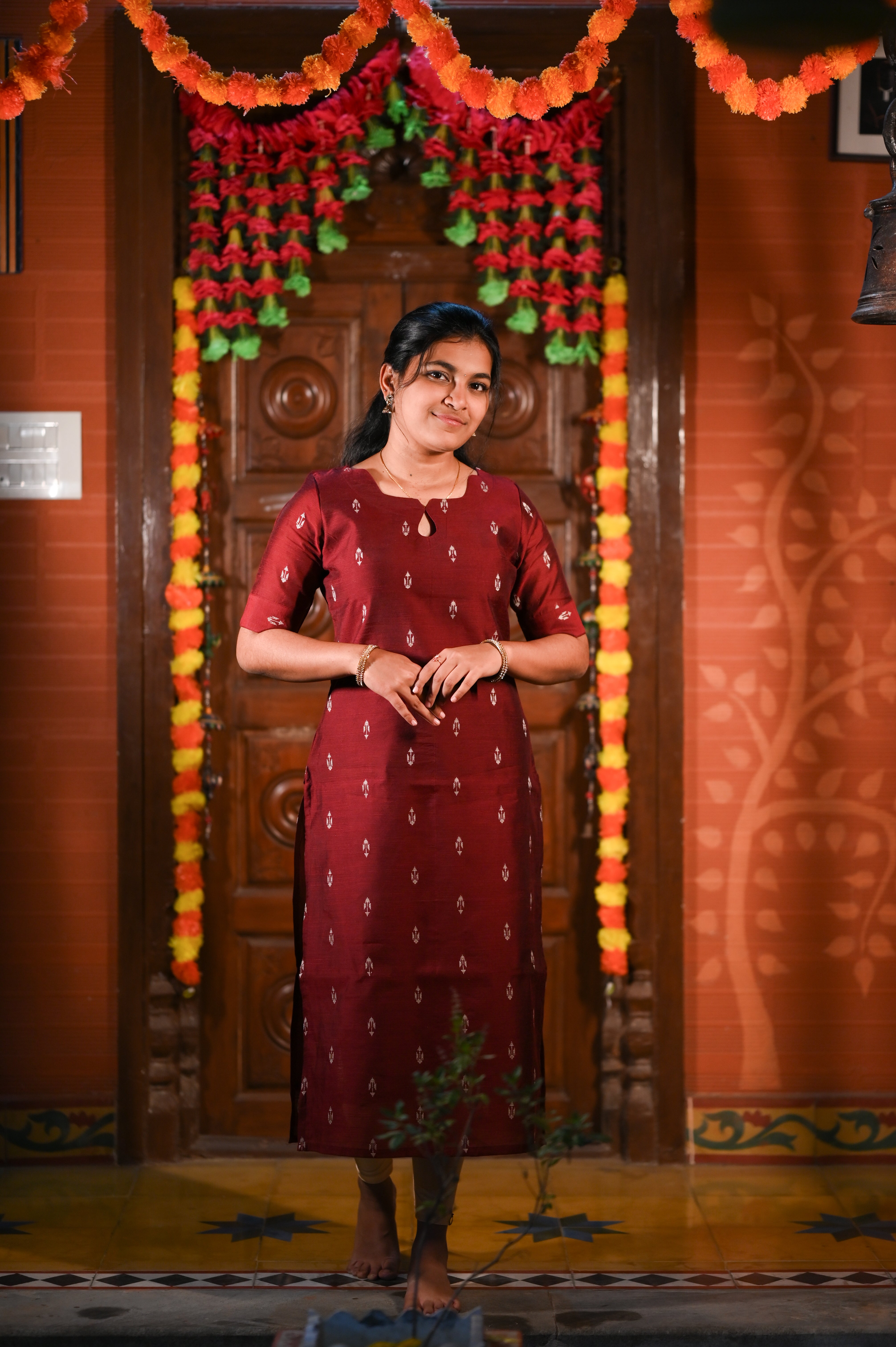 ❤️✨Maroon Anaya Raw Silk Kurti