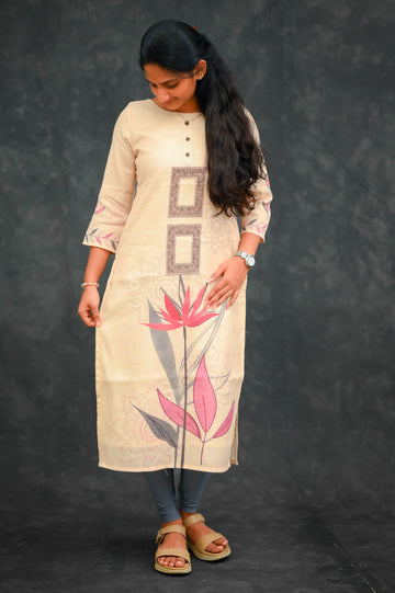 🌾 Sand Bloom Straight Kurti