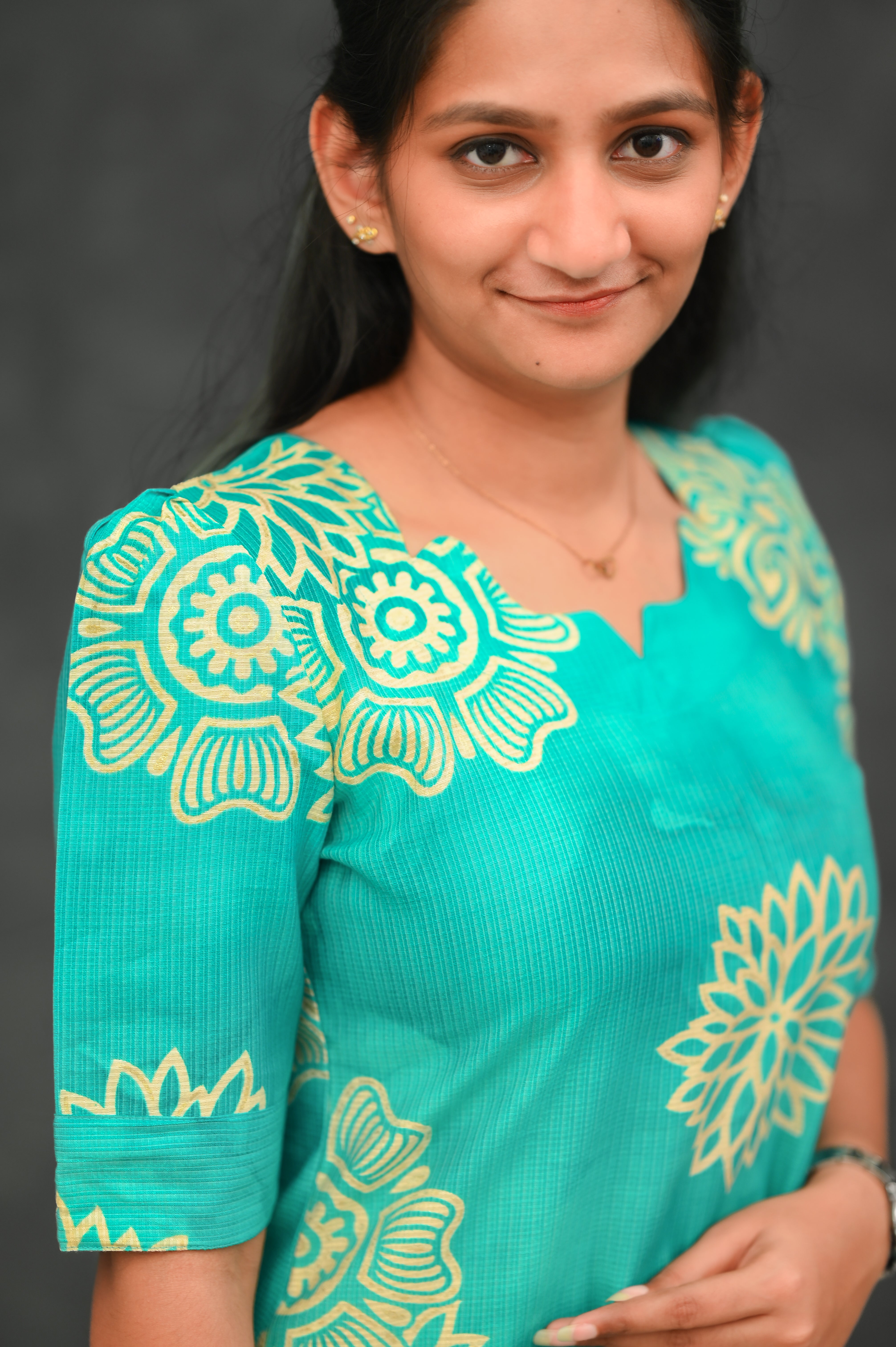 💚Teal Mandala Straight Kurti