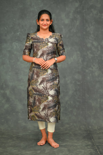 ✨Nature Leaf Print Straight Kurti