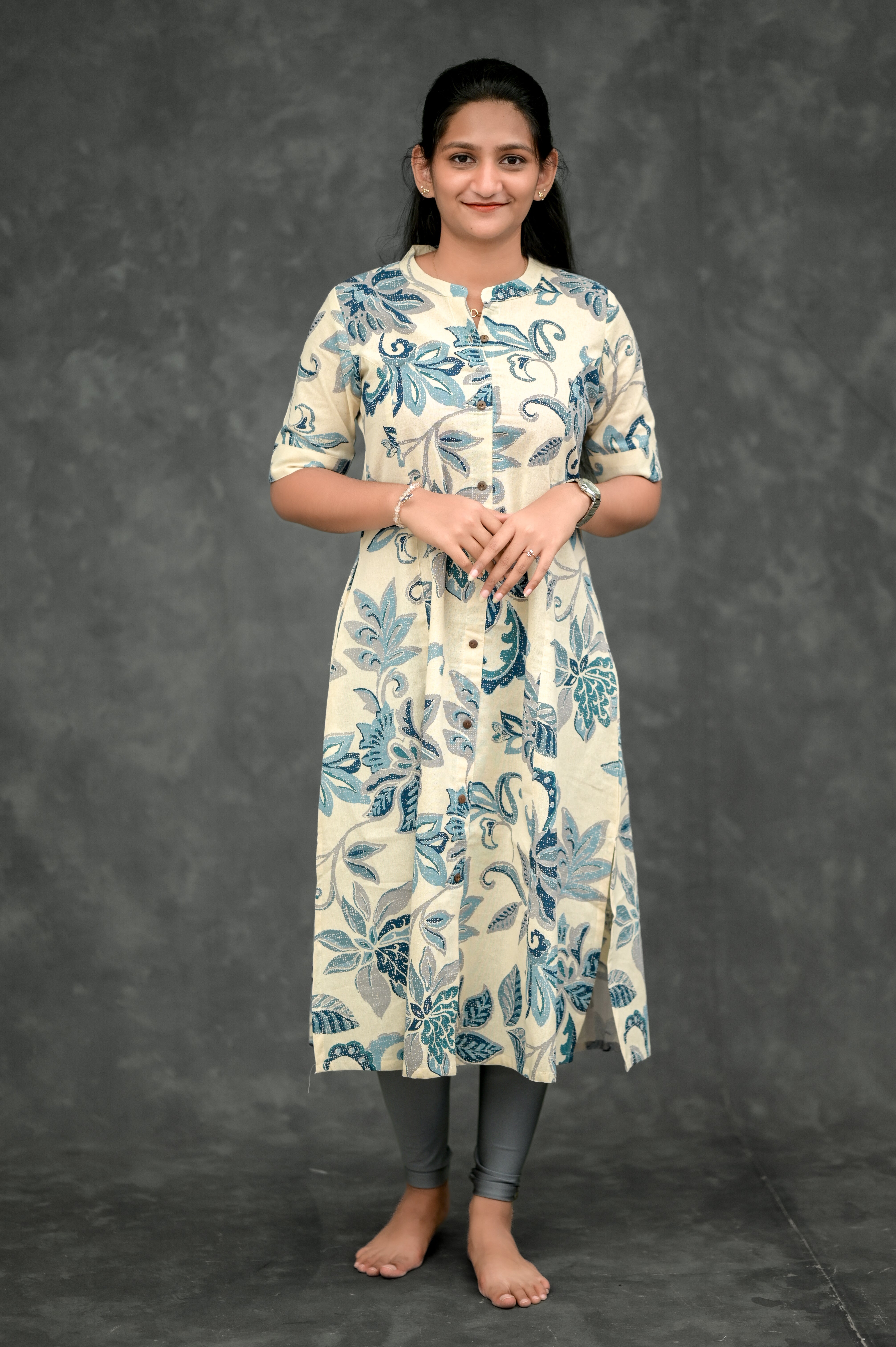 🌊 Indigo Garden A-Line Kurti