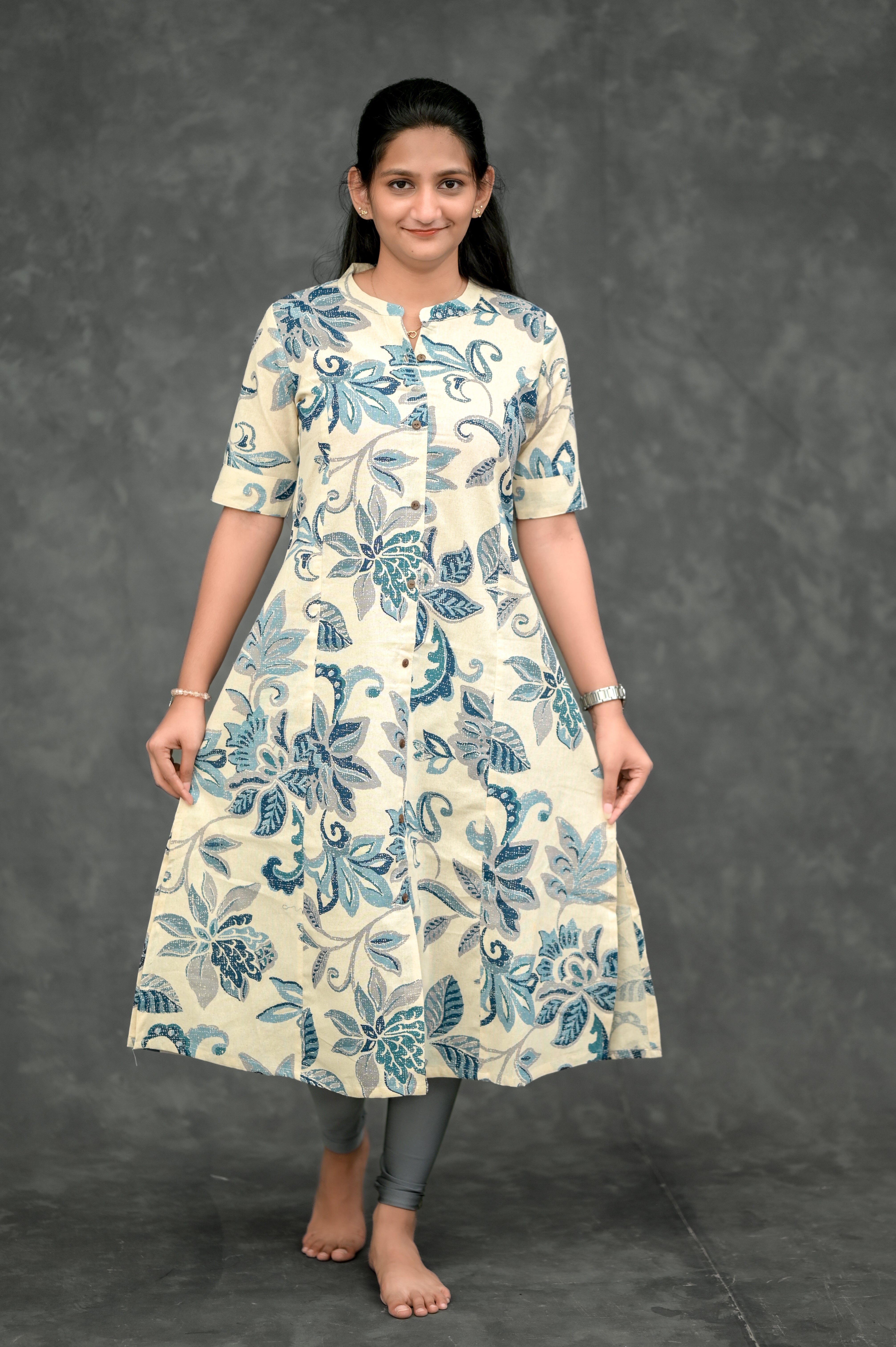 🌊 Indigo Garden A-Line Kurti