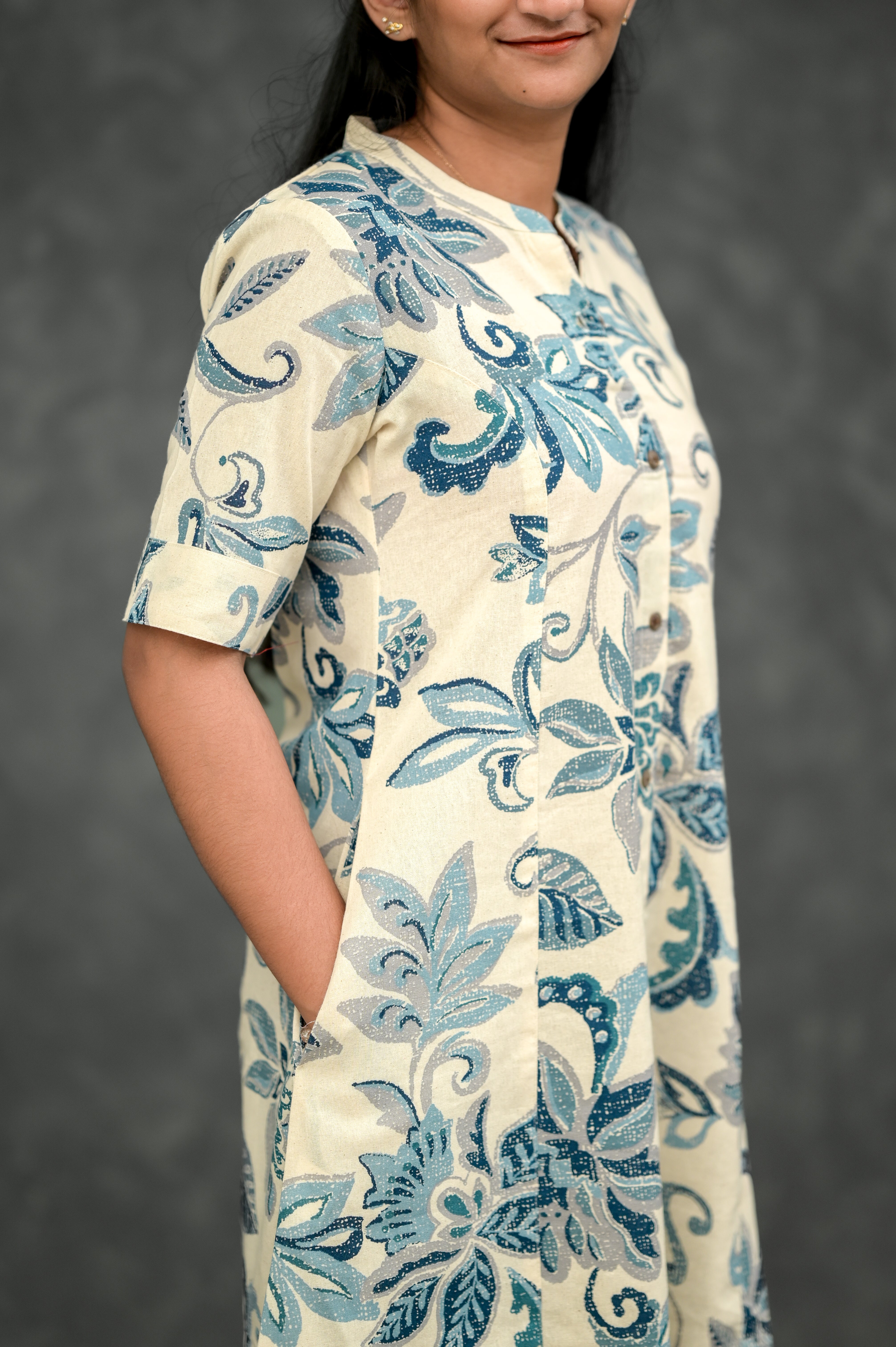 🌊 Indigo Garden A-Line Kurti