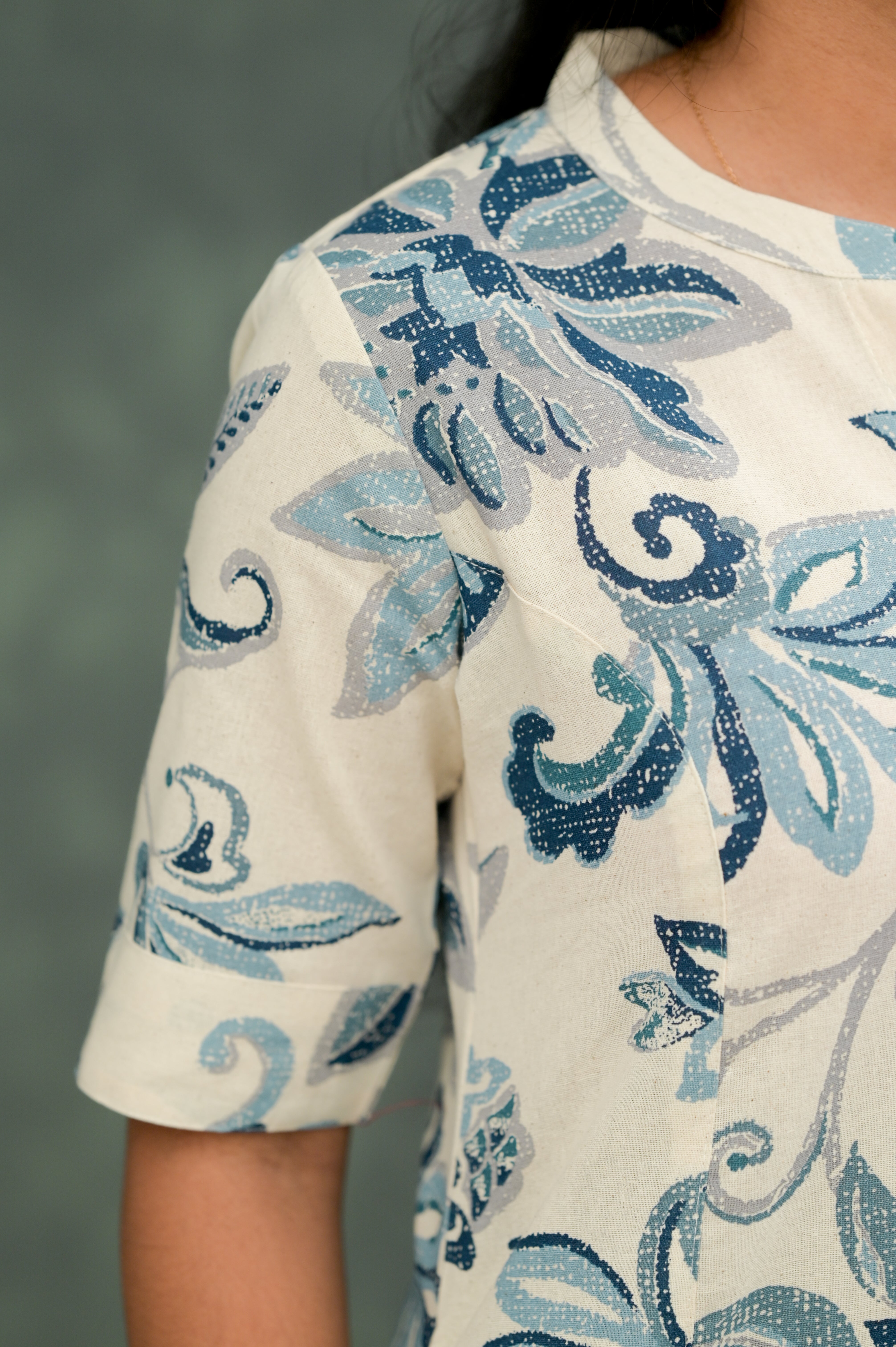 🌊 Indigo Garden A-Line Kurti