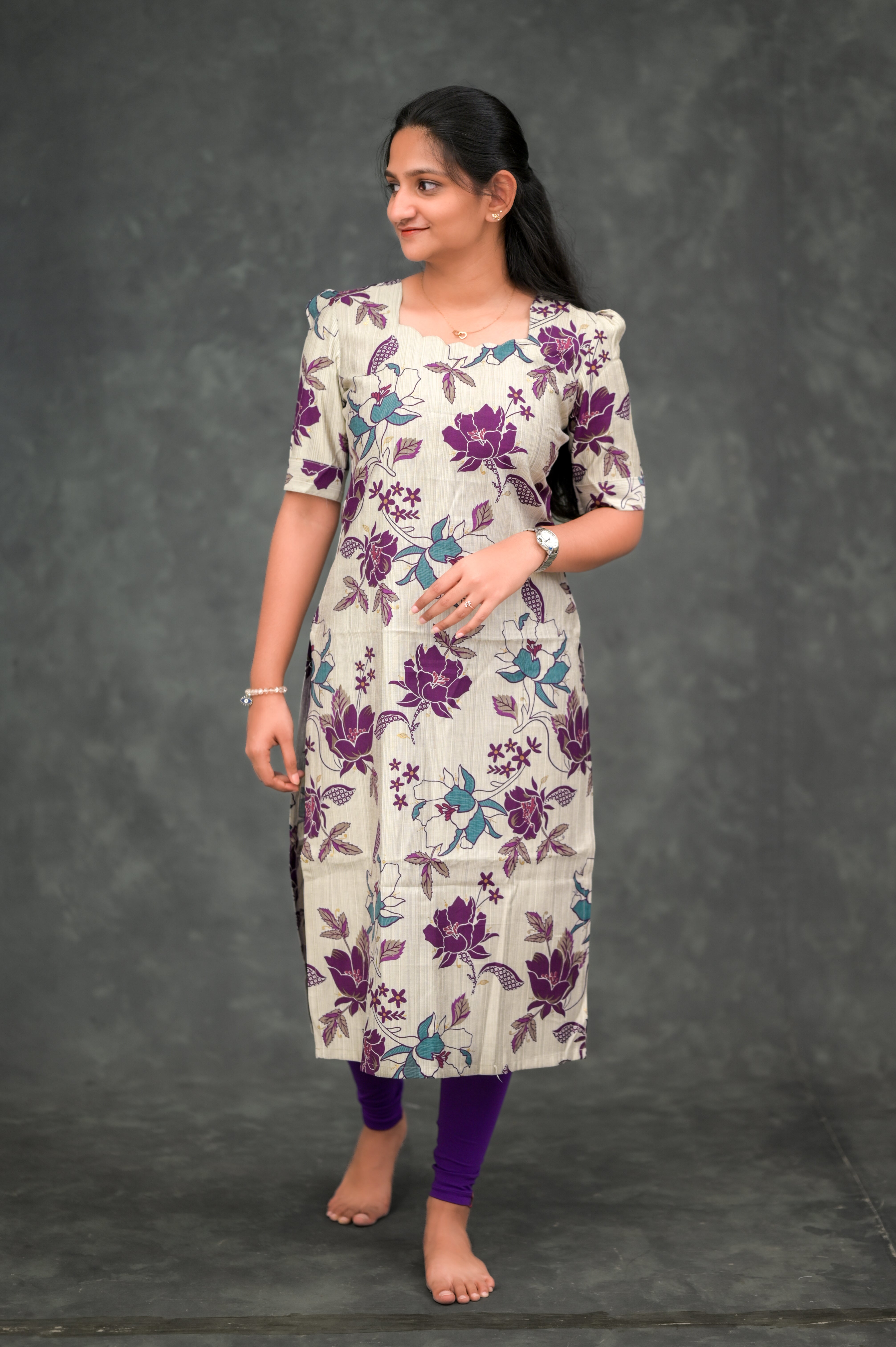 💜Floral Grace Straight Kurti