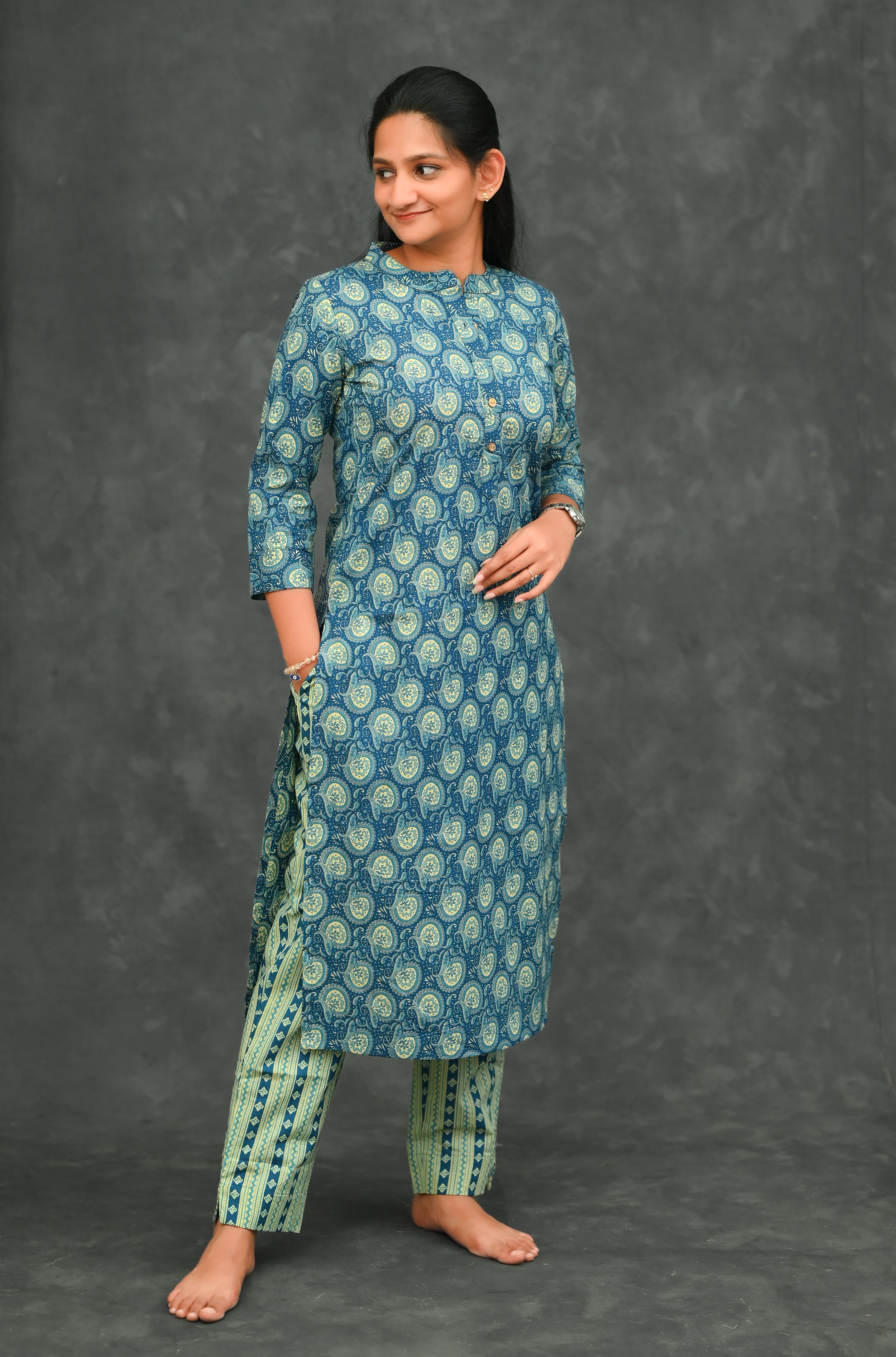 💙Printed Straight Kurta Set