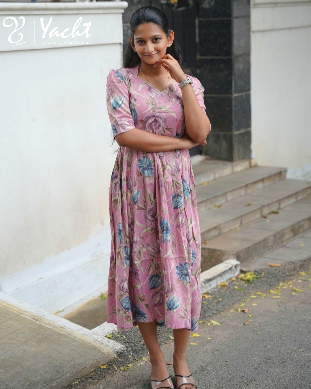 🪻 Blush Bluebell Floral Maxi Dress