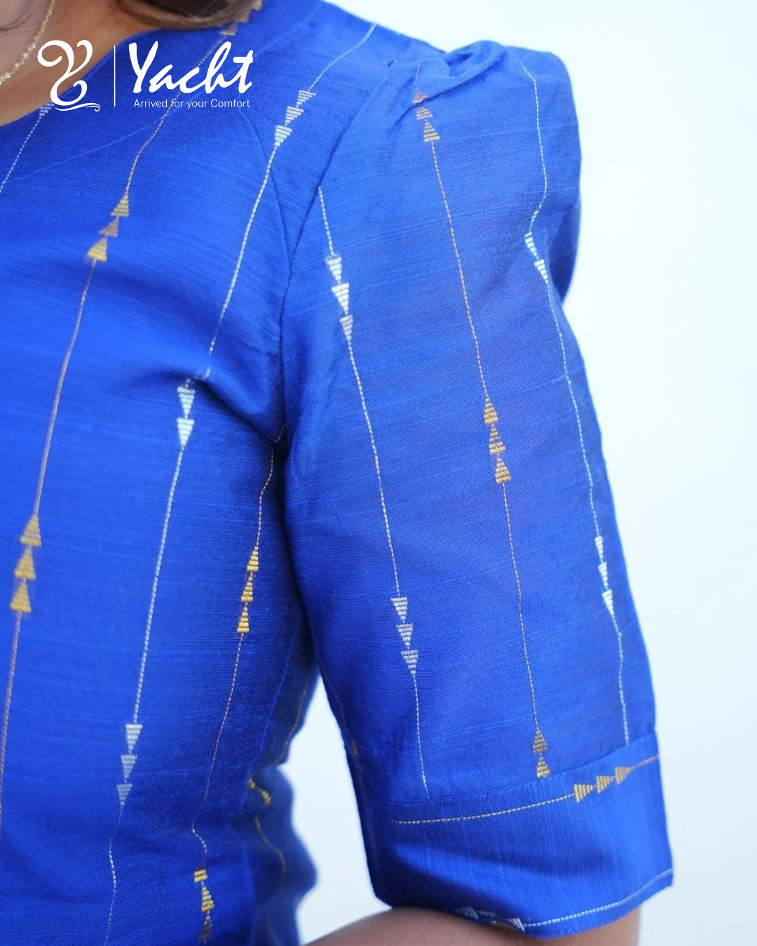 Royal Blue Geometric Motif Kurta Set