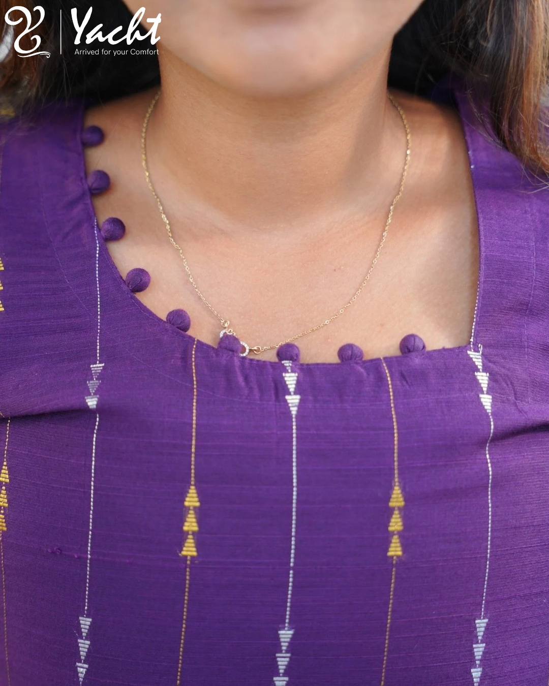Deep Purple Motif Kurta Set
