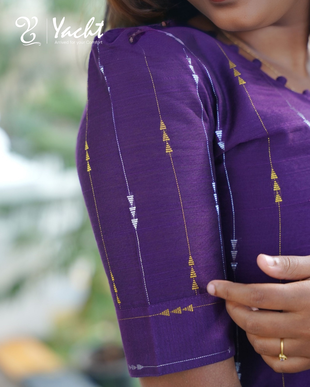 Deep Purple Motif Kurta Set