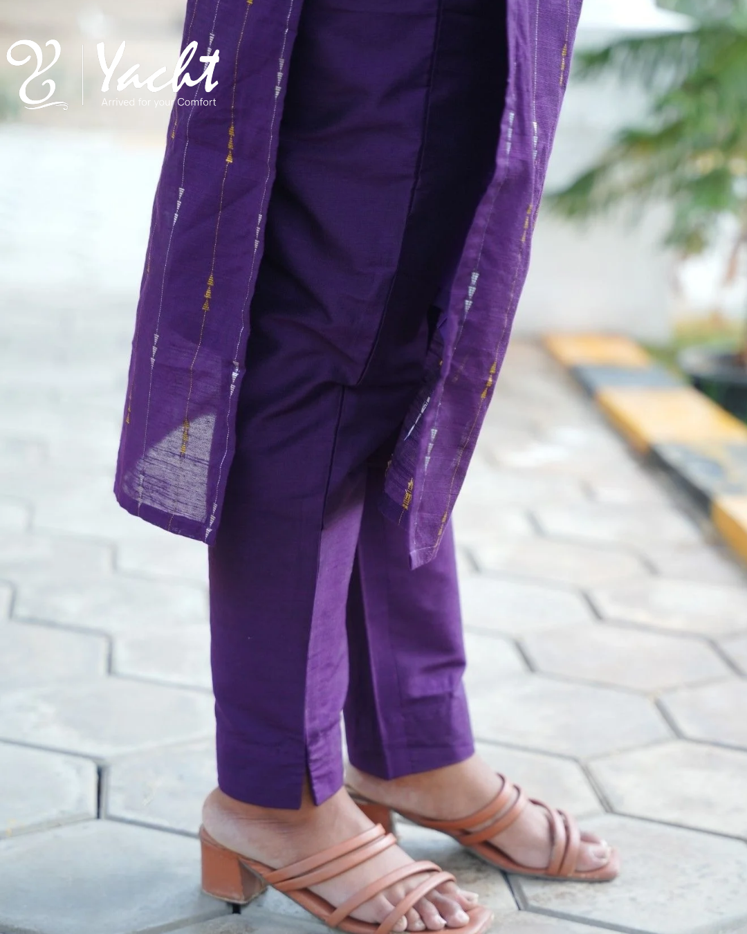 Deep Purple Motif Kurta Set