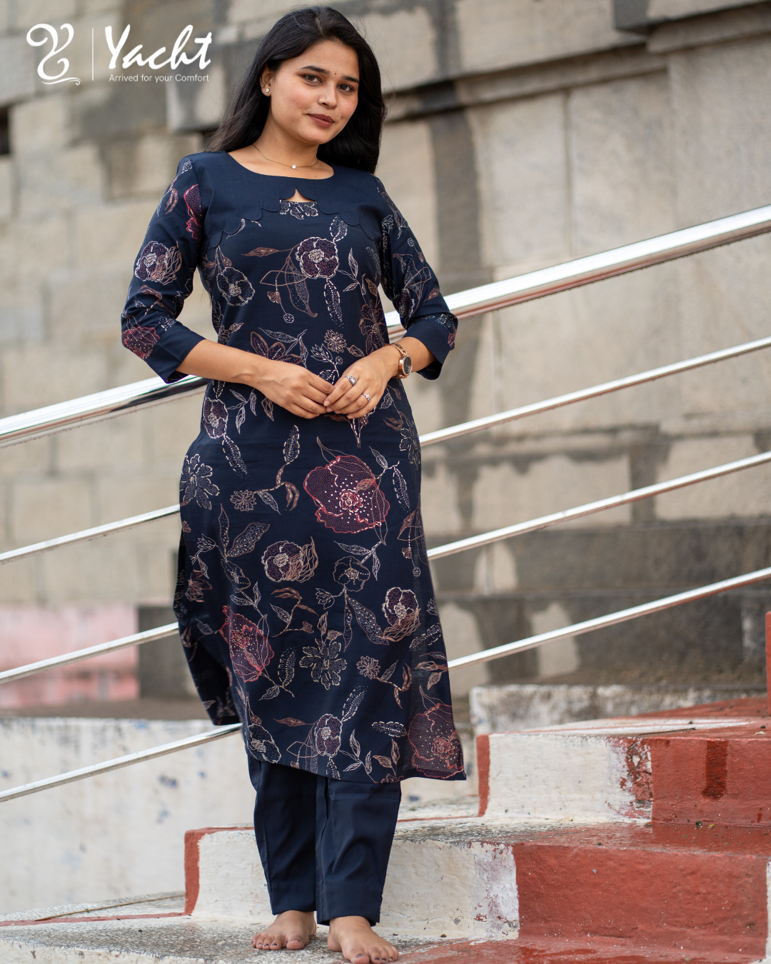 Midnight Bloom Elegance Kurti Set