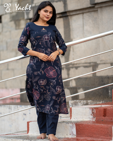 Midnight Bloom Elegance Kurti Set