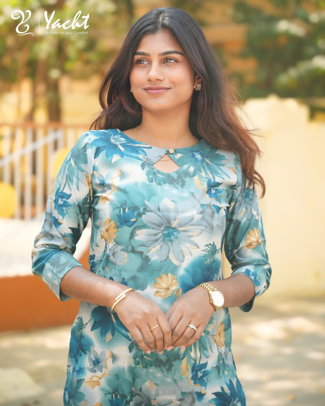 💙Teal Bloom Floral Straight Kurti
