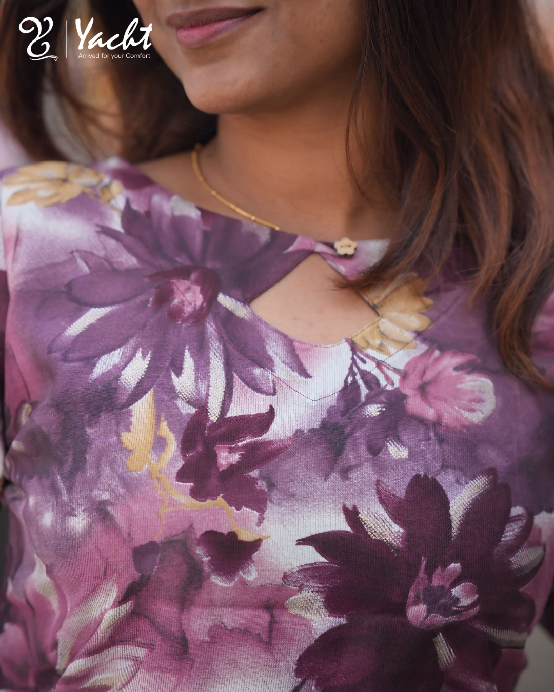 💜Floral Wine Straight Kurti