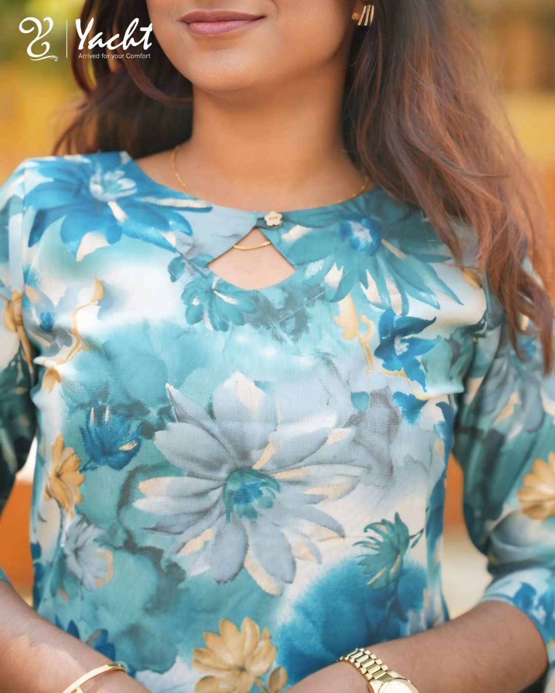 💙Teal Bloom Floral Straight Kurti