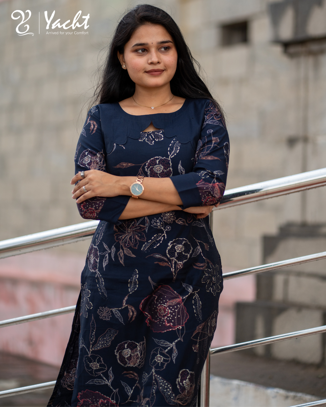Midnight Bloom Elegance Kurti Set