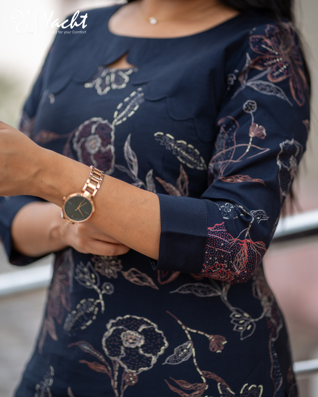 Midnight Bloom Elegance Kurti Set