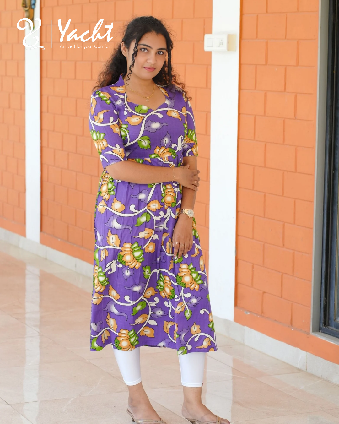 Regal Violet Floral Midi Dress