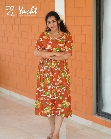Terracotta Bloom Flared Dress