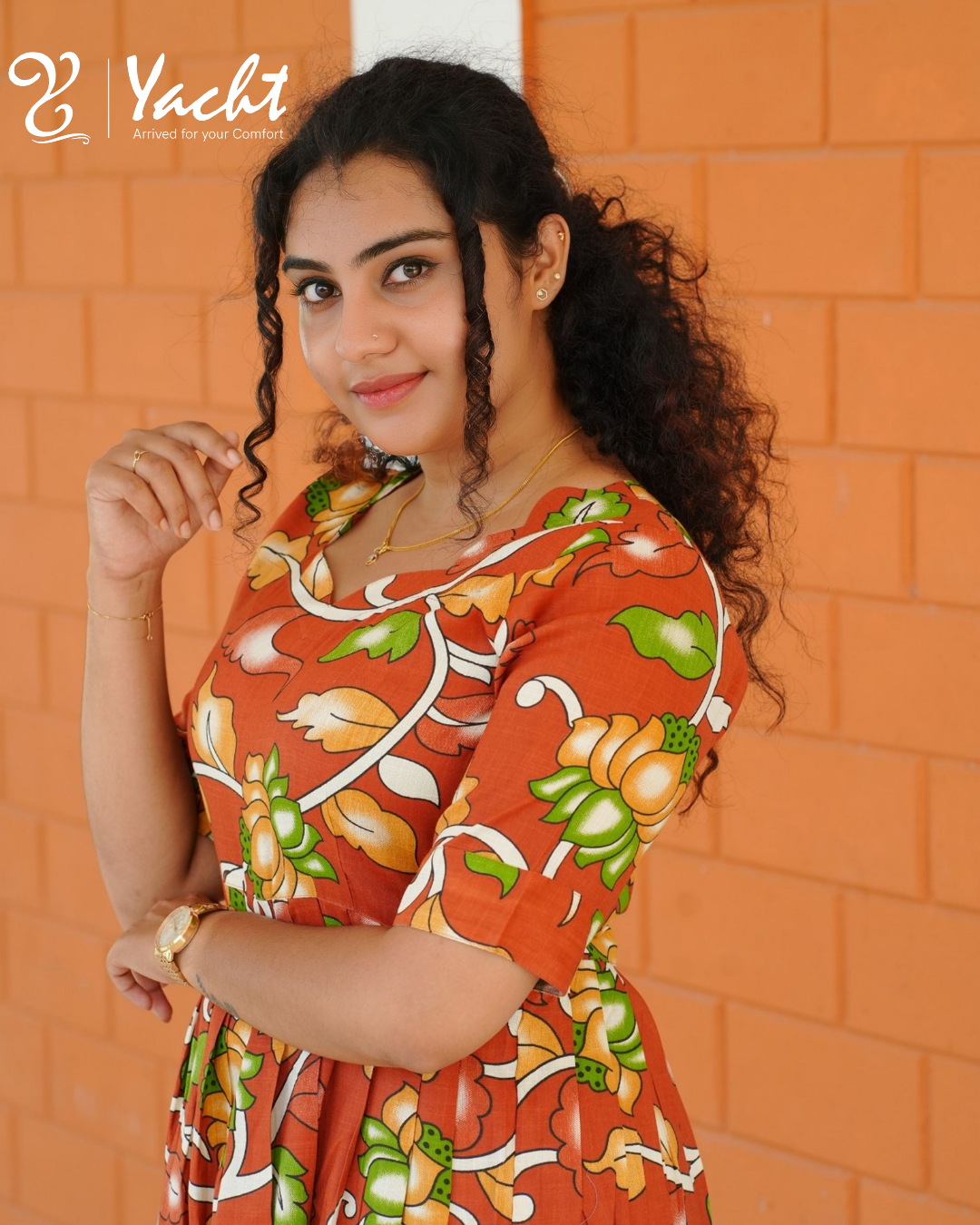 Terracotta Bloom Flared Dress
