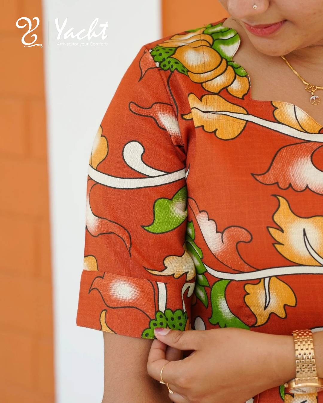 Terracotta Bloom Flared Dress