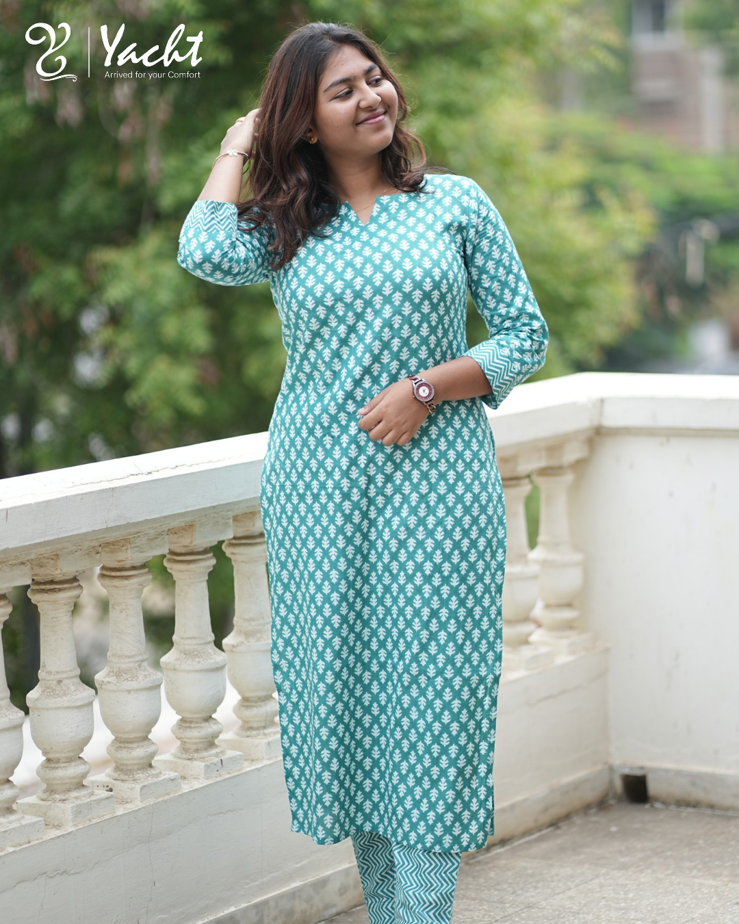 ✨ Emerald Leaf Harmony Kurti Set