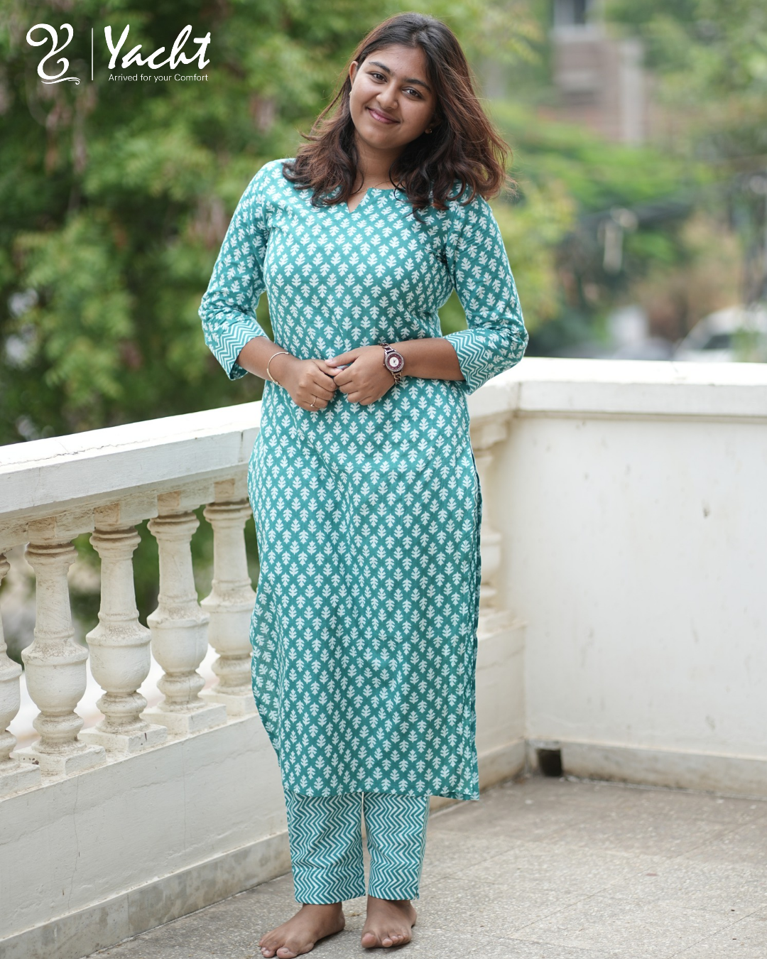 ✨ Emerald Leaf Harmony Kurti Set
