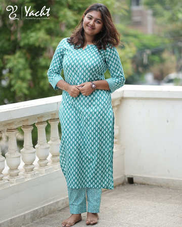 ✨ Emerald Leaf Harmony Kurti Set