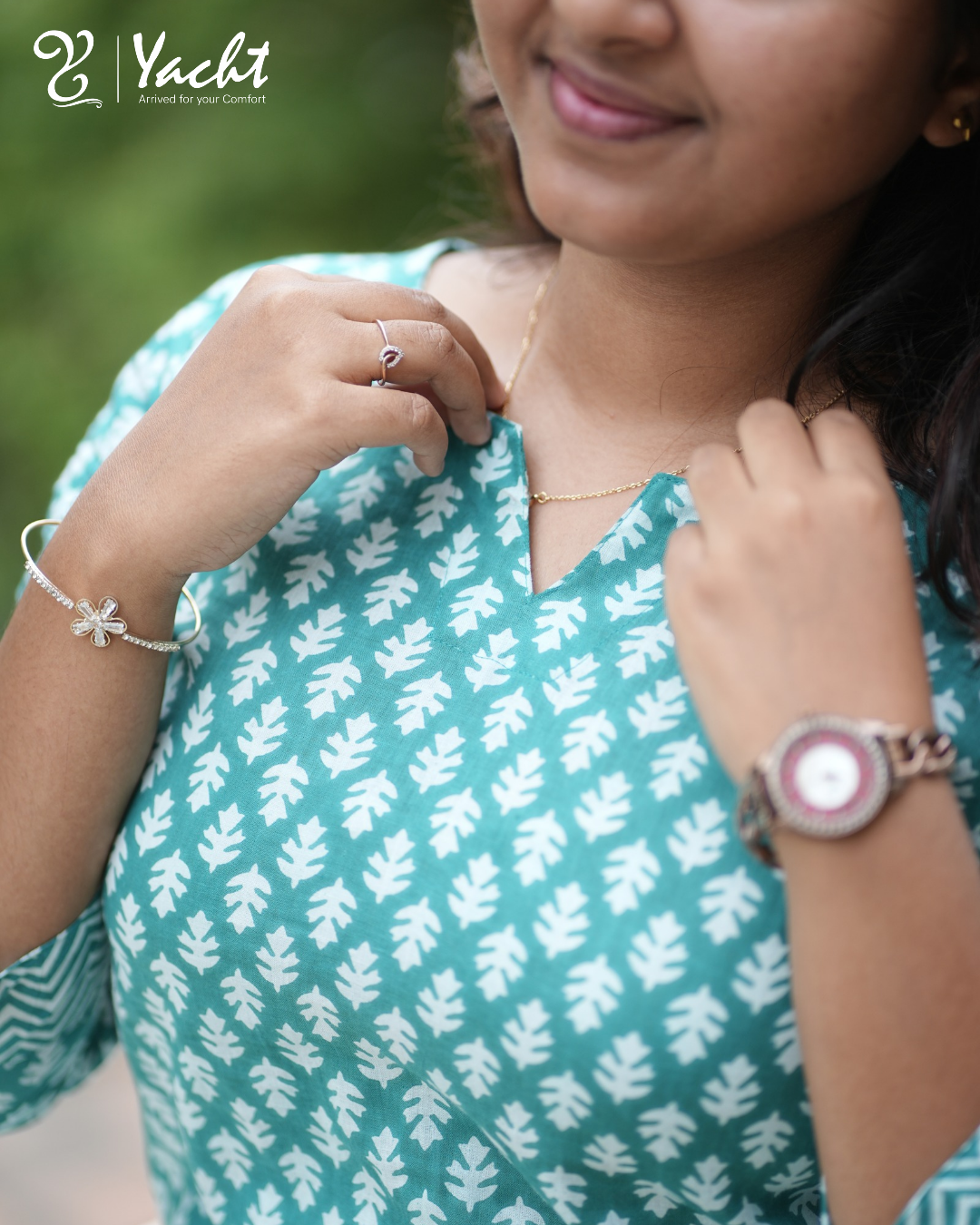 ✨ Emerald Leaf Harmony Kurti Set