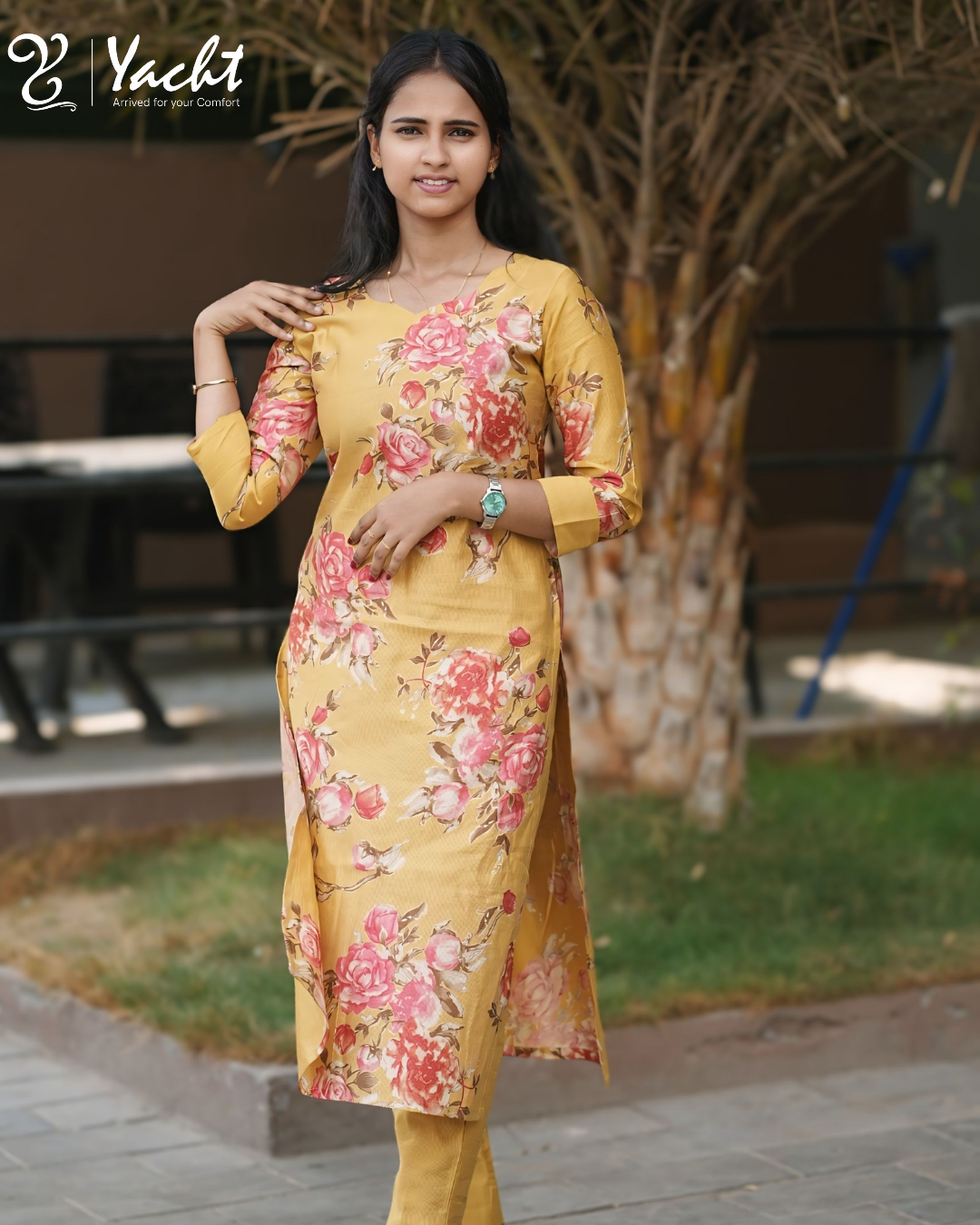 ✨Golden Bloom Elegance Kurti