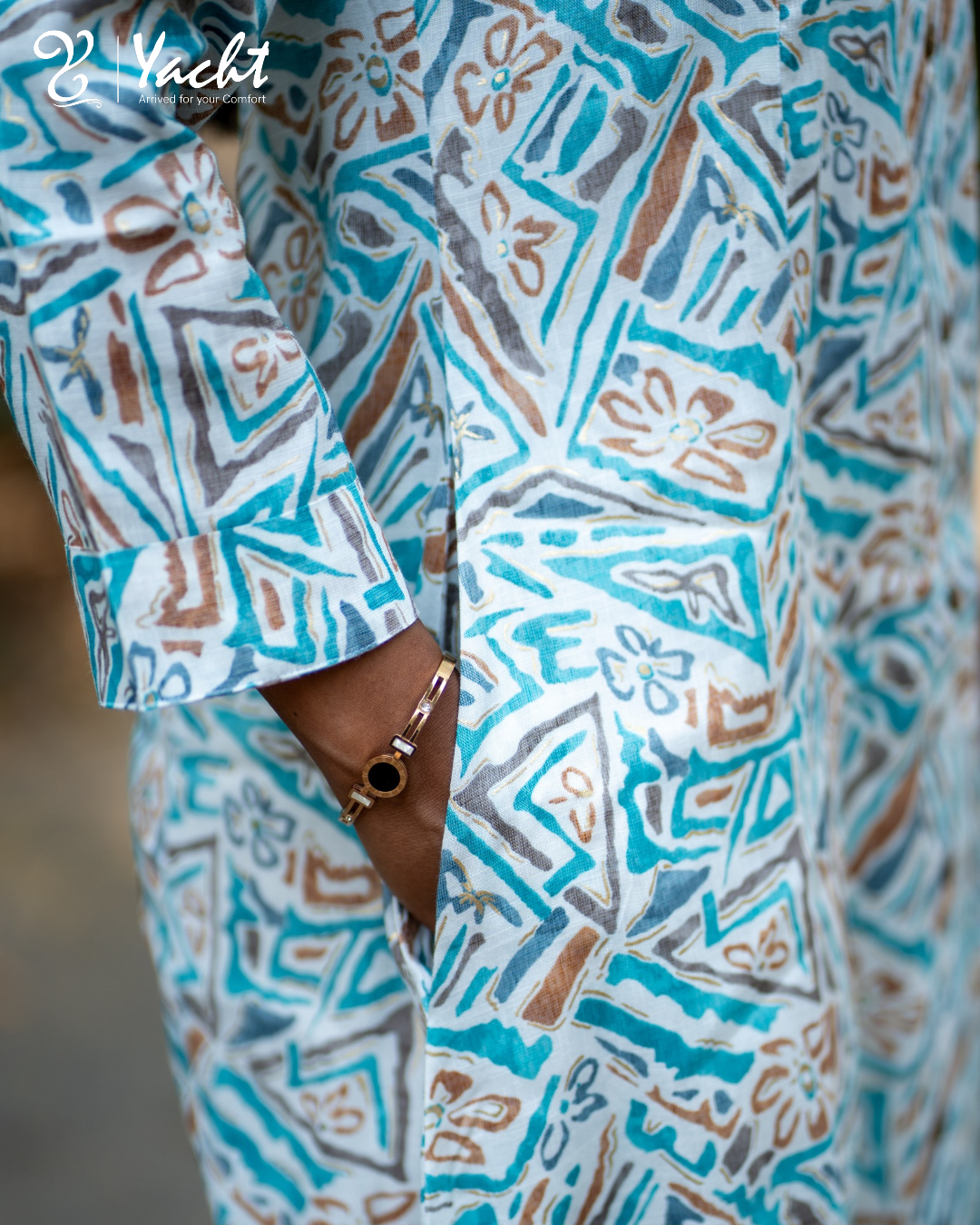 🌊“Aqua Maze Printed A-Line Kurti”
