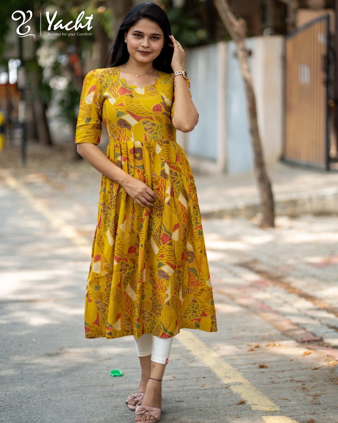 💛Mustard Mosaic Flair Maxi
