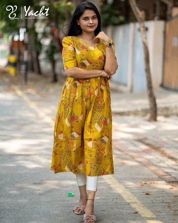 💛Mustard Mosaic Flair Maxi