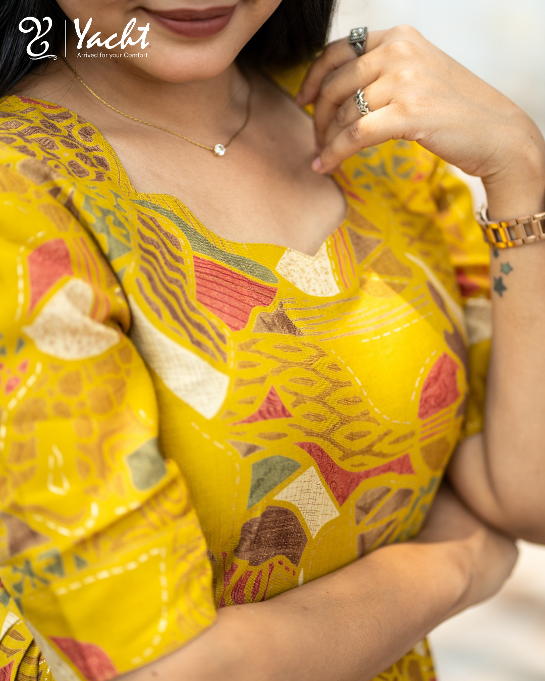 💛Mustard Mosaic Flair Maxi