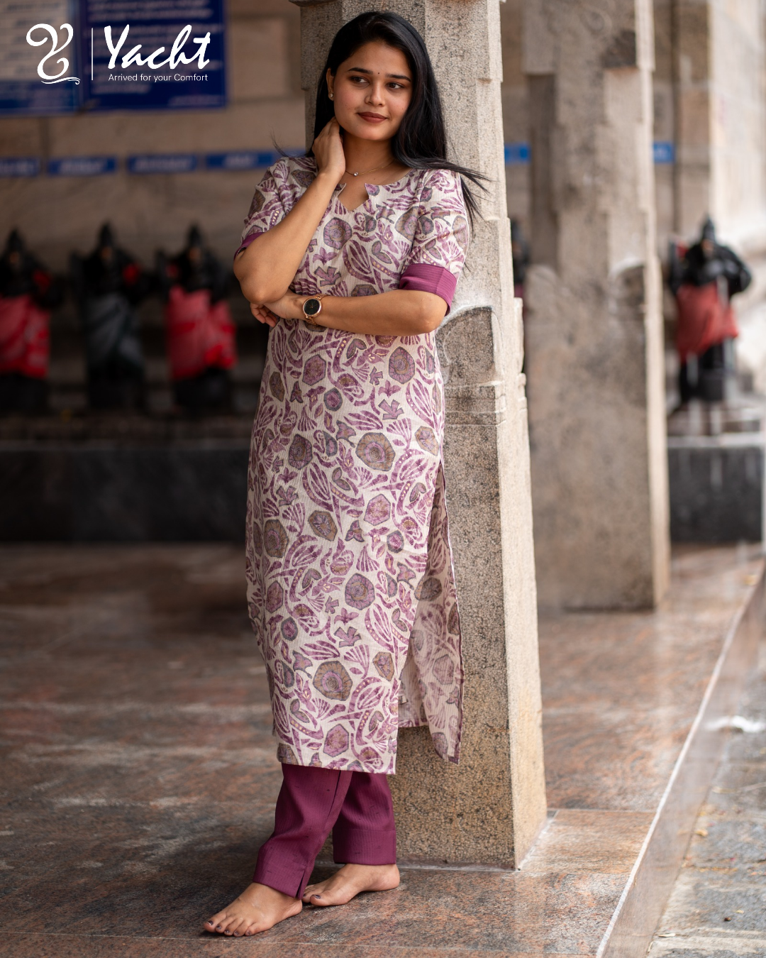 💜Lavender Garden Grace Kurti Set