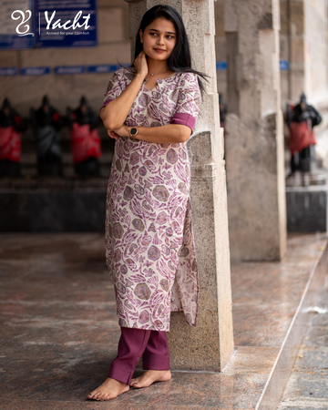 💜Lavender Garden Grace Kurti Set