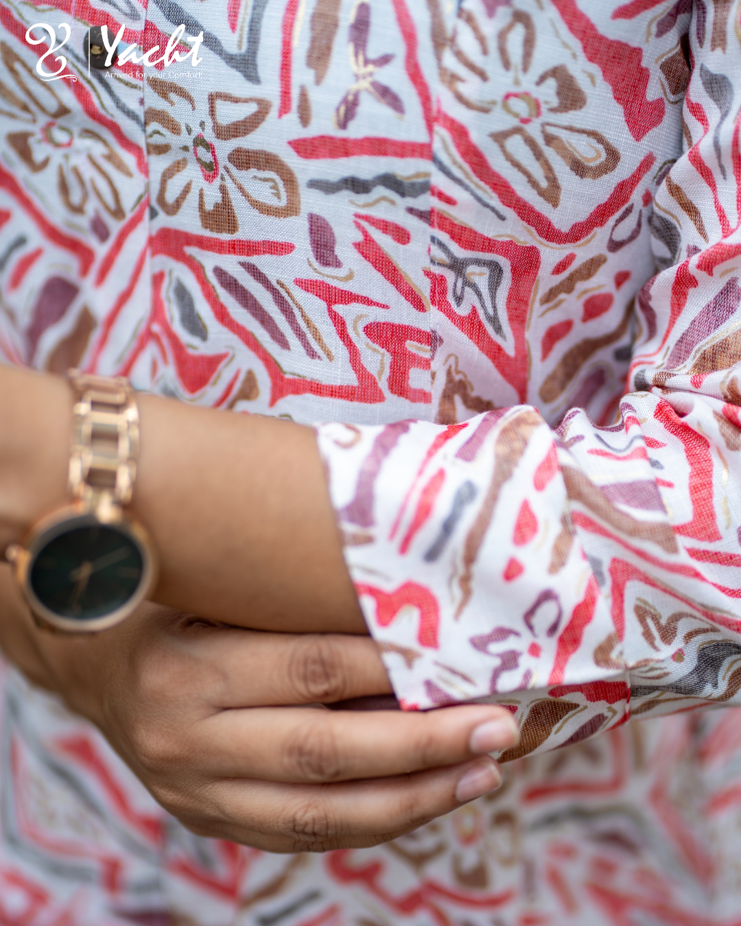 🌺“Coral Maze Printed A-Line Kurti”