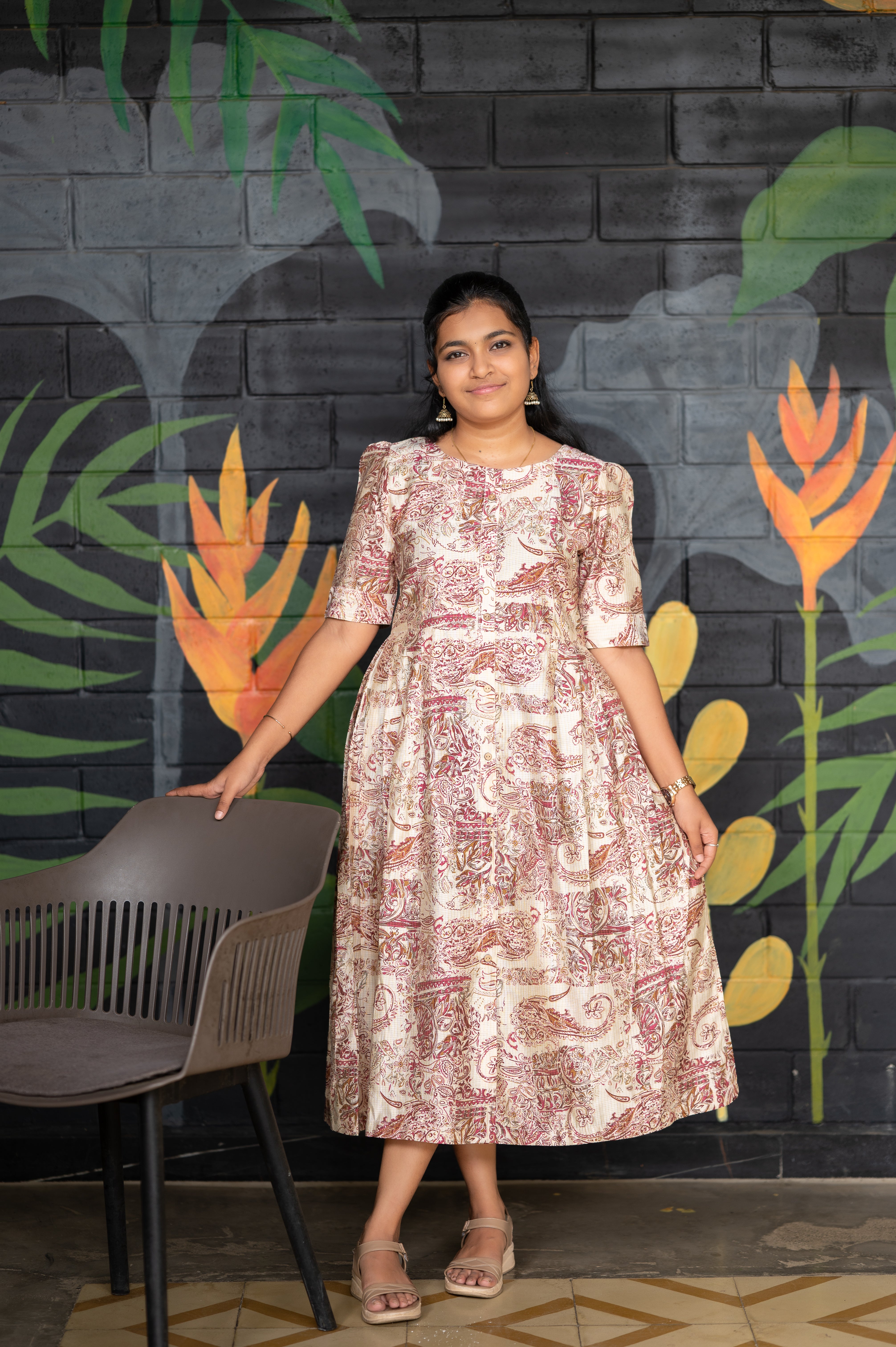 🌸 "Paisley Garden midi Dress"